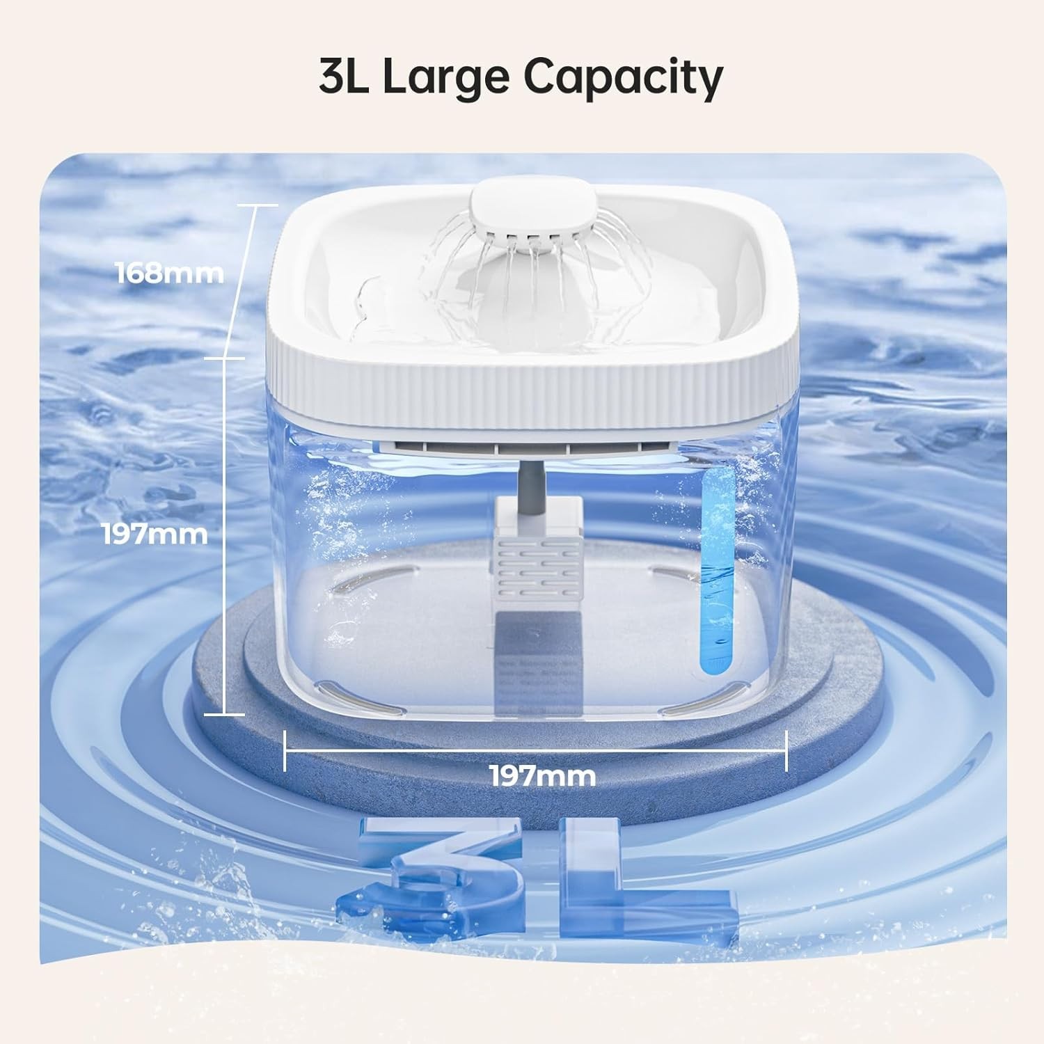 Automatic Cat Water Fountain 3L Large Capacity BPA-Free Plastic LED Indicator