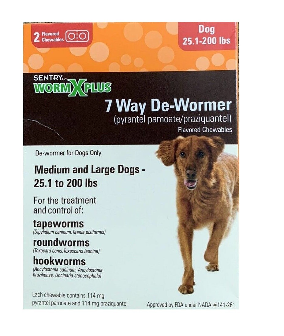 SENTRY Pet Care 7 Way De-Wormer for Medium & Large Dogs, 2 Count