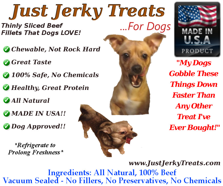 Natural Beef Jerky Dog Treats – 100% Beef, Made In USA, No Chemicals Or Fillers!
