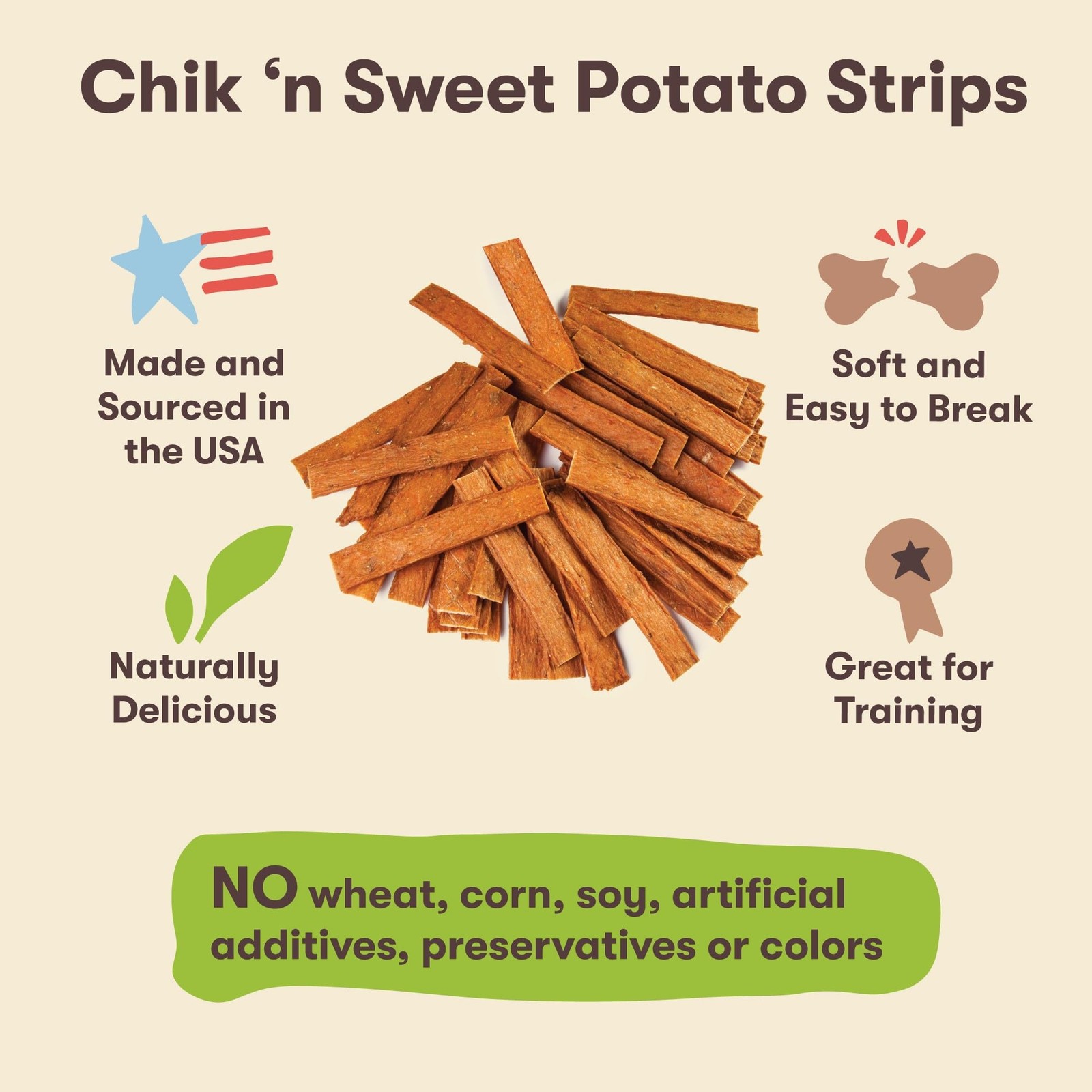Pet ‘n Shape Chik ‘n Sweet Potato Strips Dog Treats– Made and Sourced in the USA