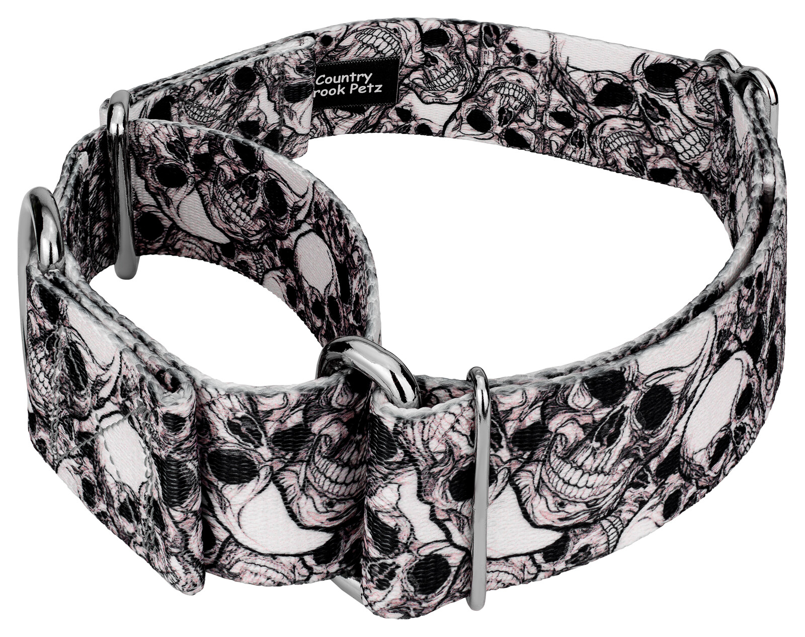 Country Brook Petz® 1 1/2 Inch Phantom Skulls Martingale Dog Collar