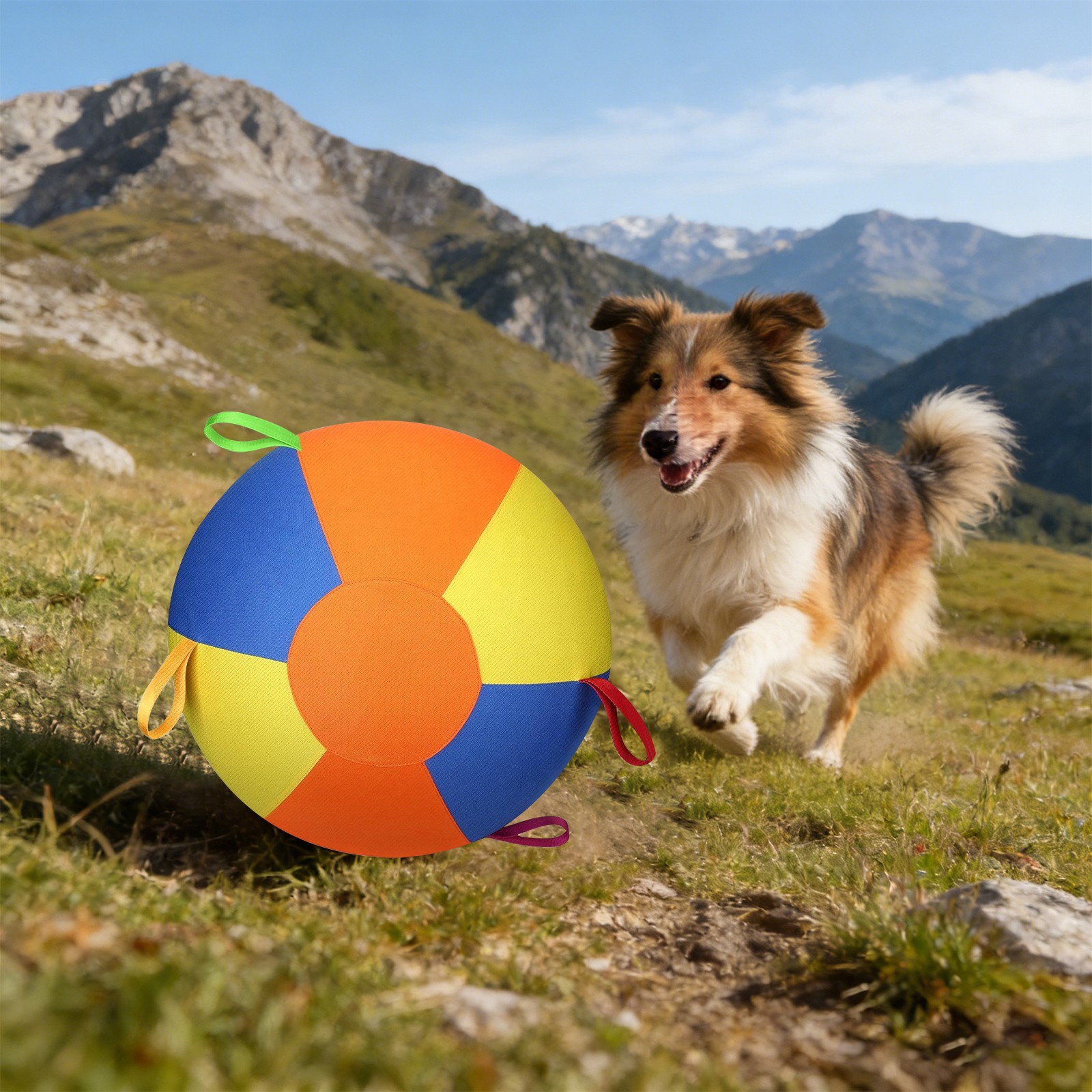 Inflatable Giant Dog Herding Training Ball With 6 Strap Handles Washable Cover