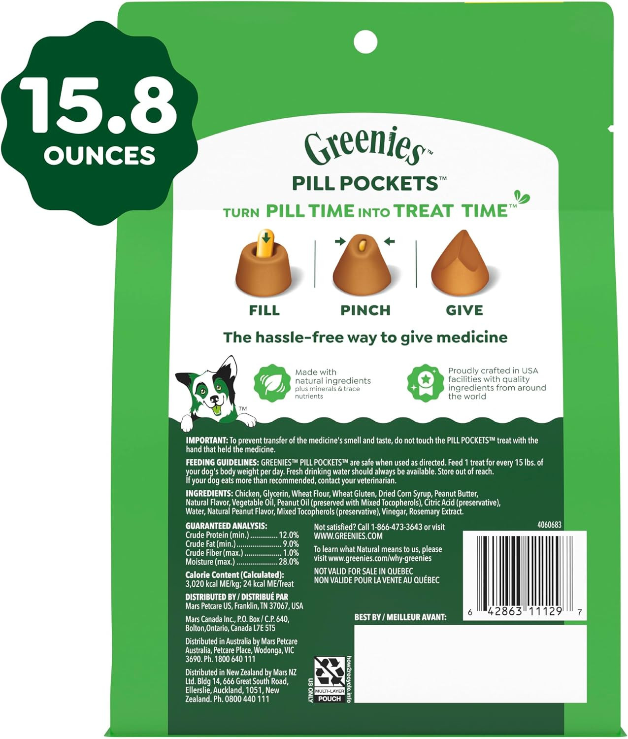 Greenies Pill Pockets for Dogs Large Size, Dog Treat Pouch for Capsule Medicatio