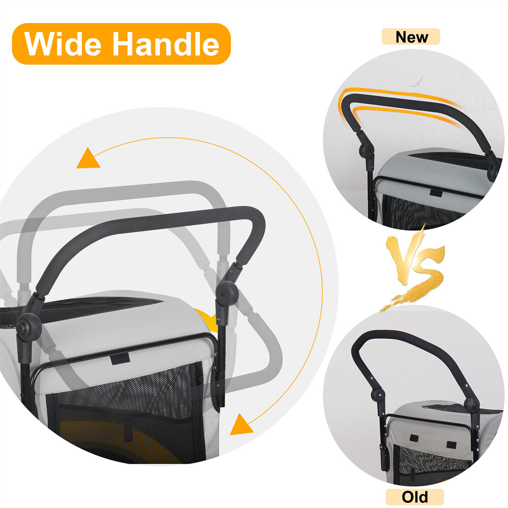 4-Wheel Foldable Dog Stroller Premium Heavy Pet Stroller for S/M/L/XL Dogs Cats