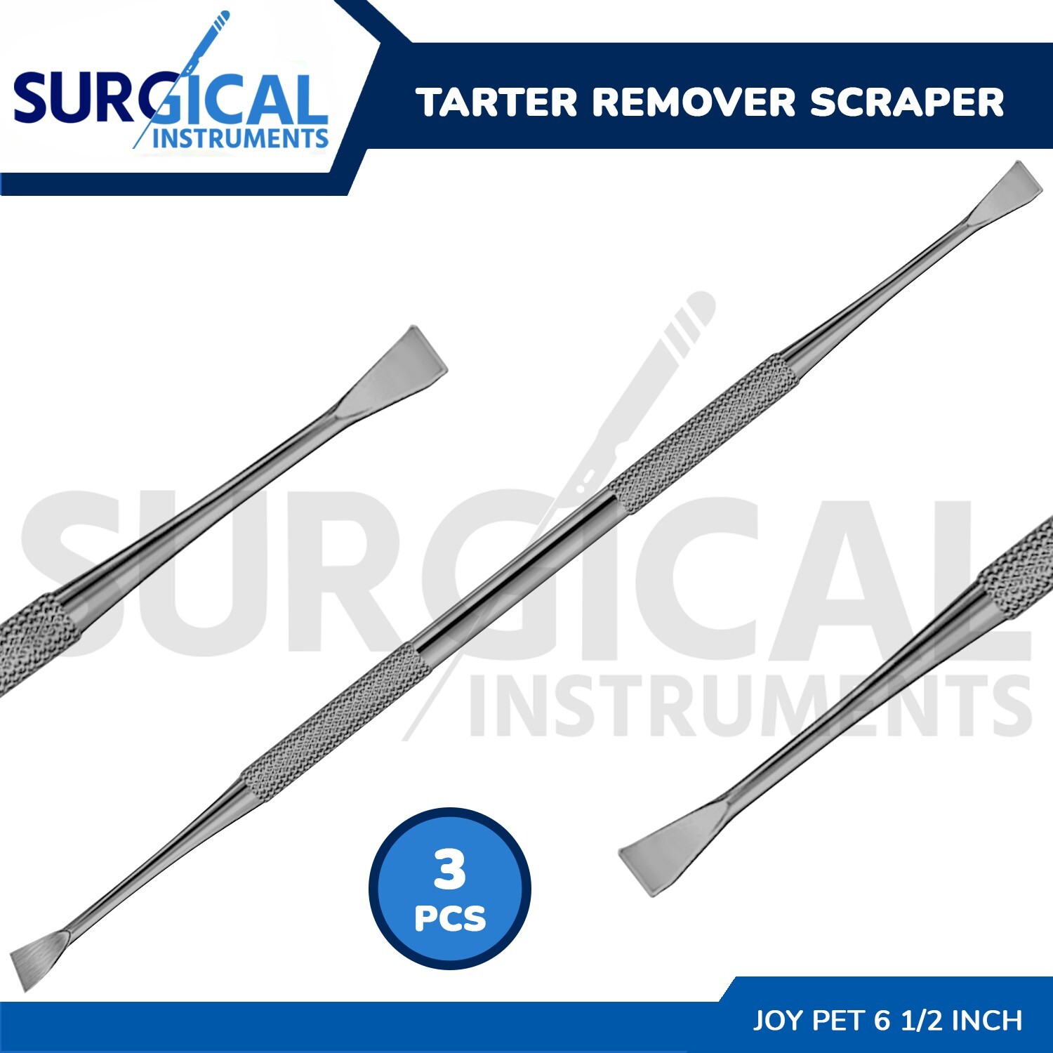3 Pieces Joy Pet 6 1/2 Inch Double Headed Tarter Remover Scraper German Grade