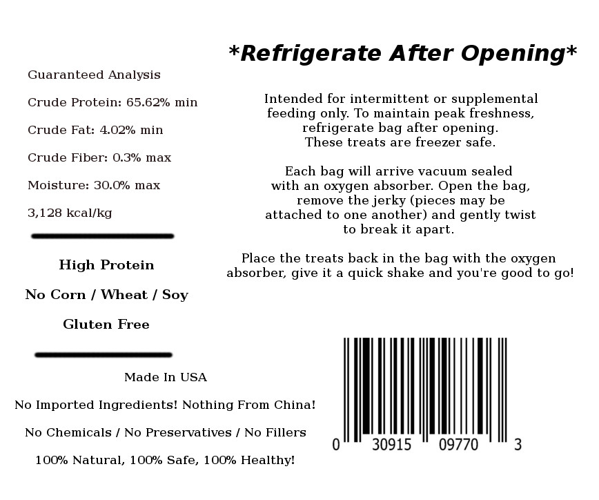 Natural Chicken Jerky Dog Treats – 100% Chicken, Made In USA, No Chemicals!!