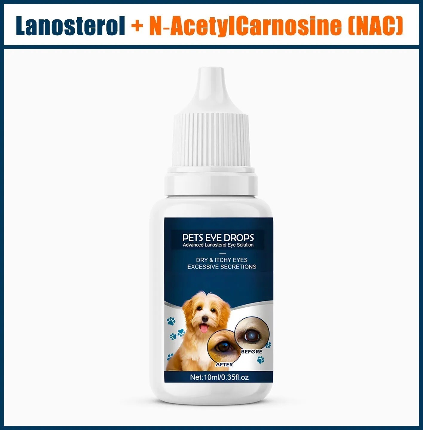 Lanosterol+NAC Dog Cat Eye drops/Cataracts, Dry Eyes, Tearing, MAX Strength