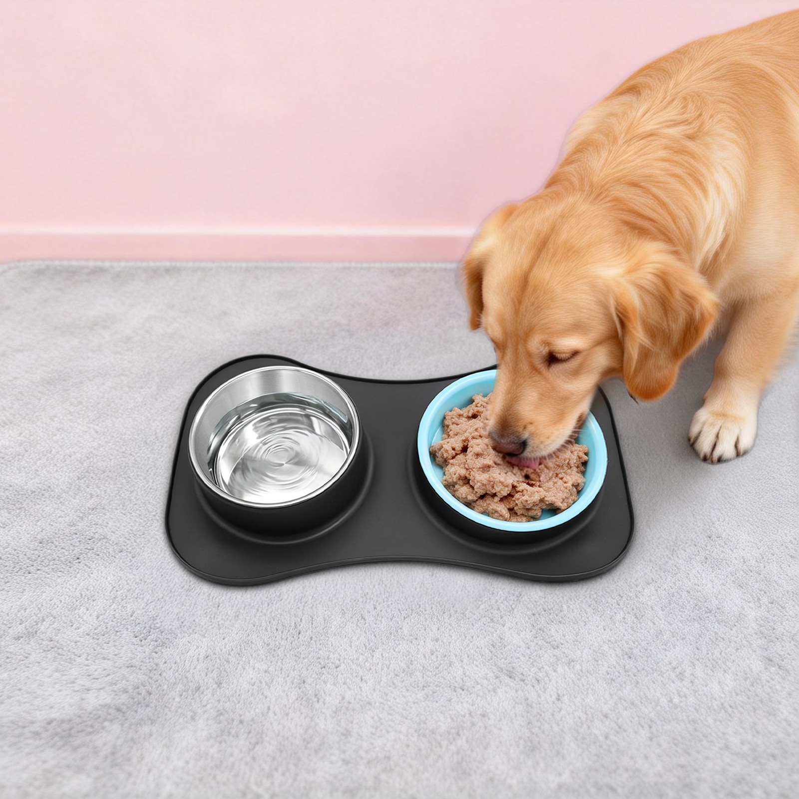 Slow Feeder Dog Bowl Set With Water Bowl Dog Food And Water Bowl Set 3 In 1