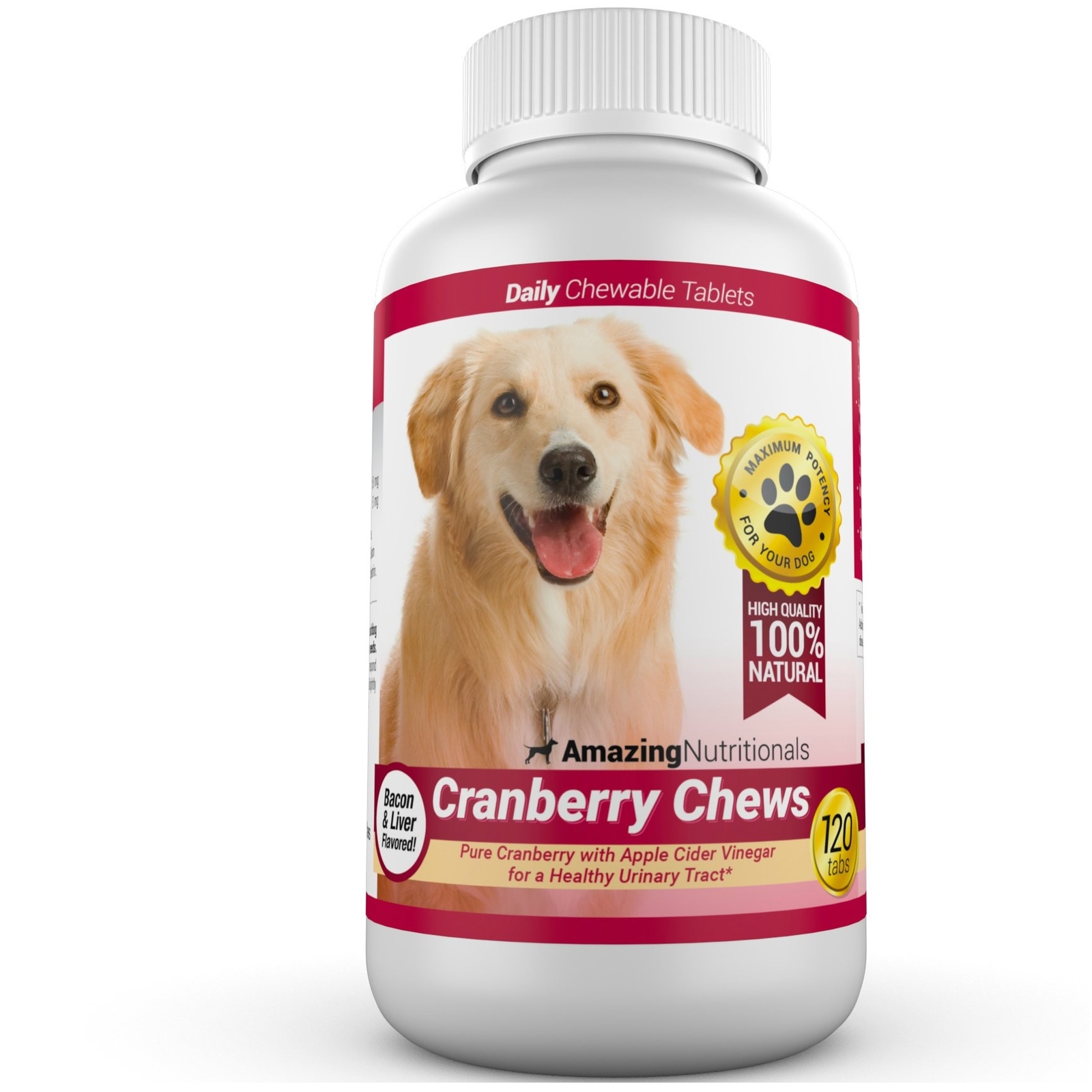 Amazing Cranberry for Dogs – Eliminates UTI Pain, Tasty Bacon Flavored Chews