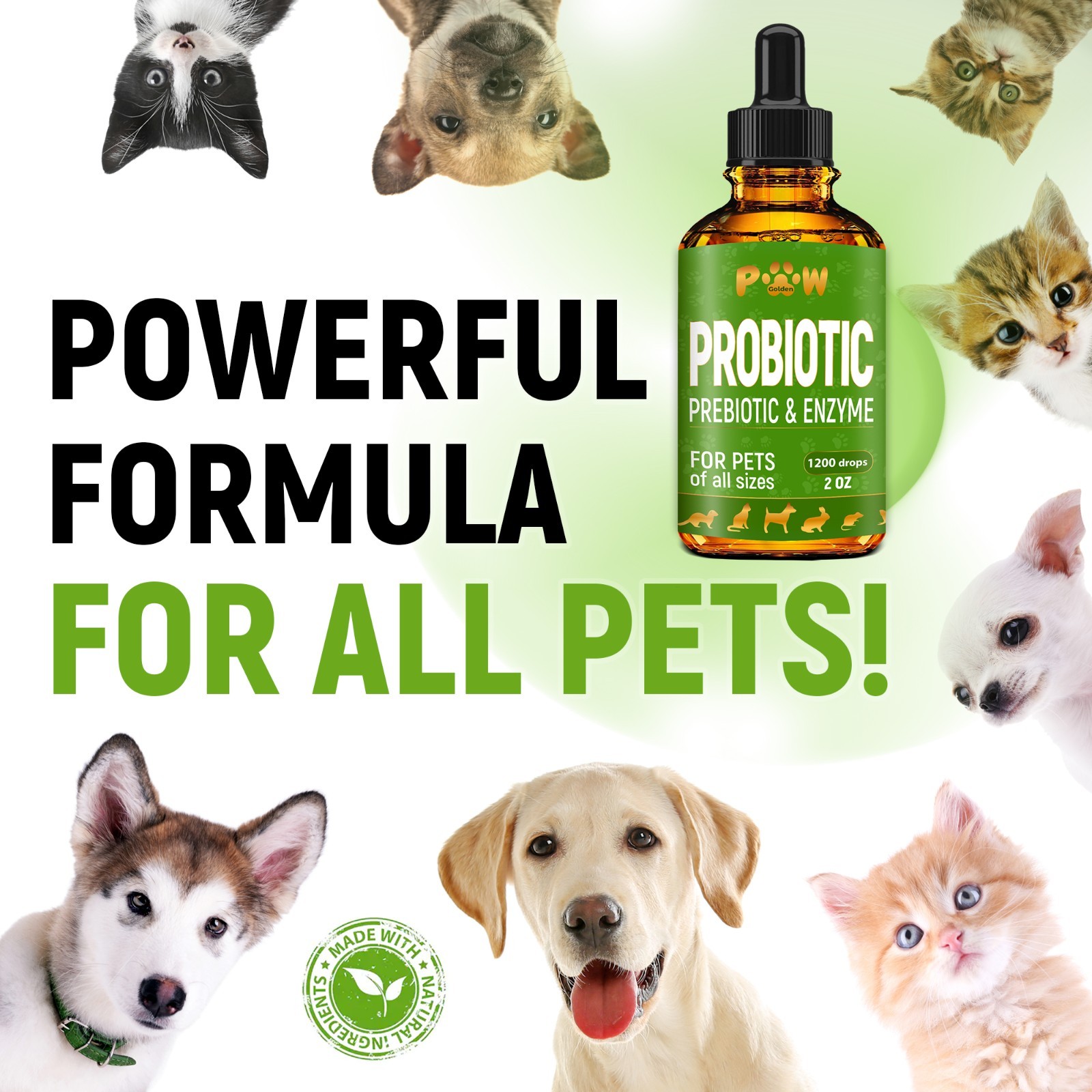 Probiotics for Dogs & Cats | Digestion Balance, Prebiotic Blend | 2 Oz