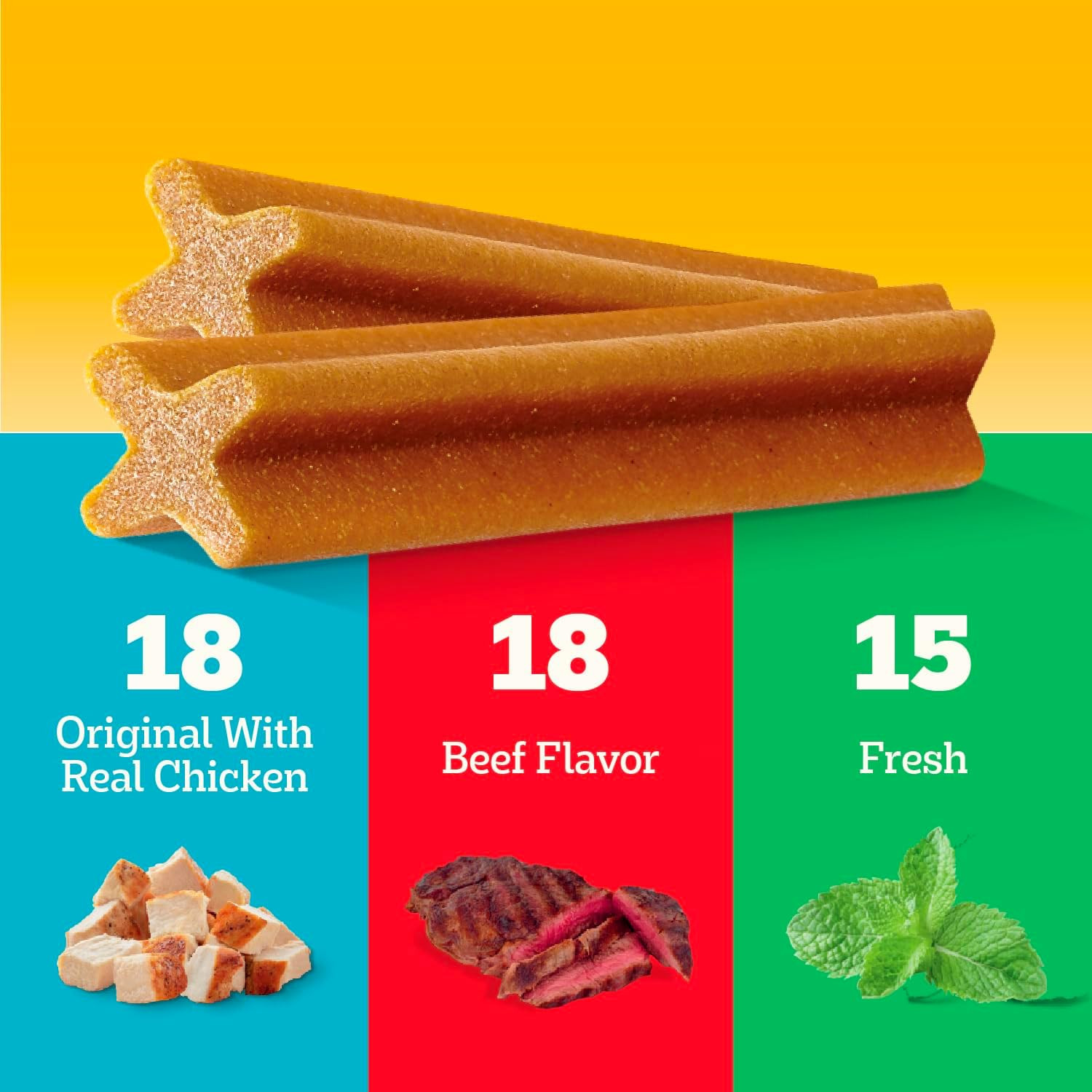 Pedigree Dentastix Large Dog Treats, Original, Beef & Fresh, 2.73 lb. Variety Pa