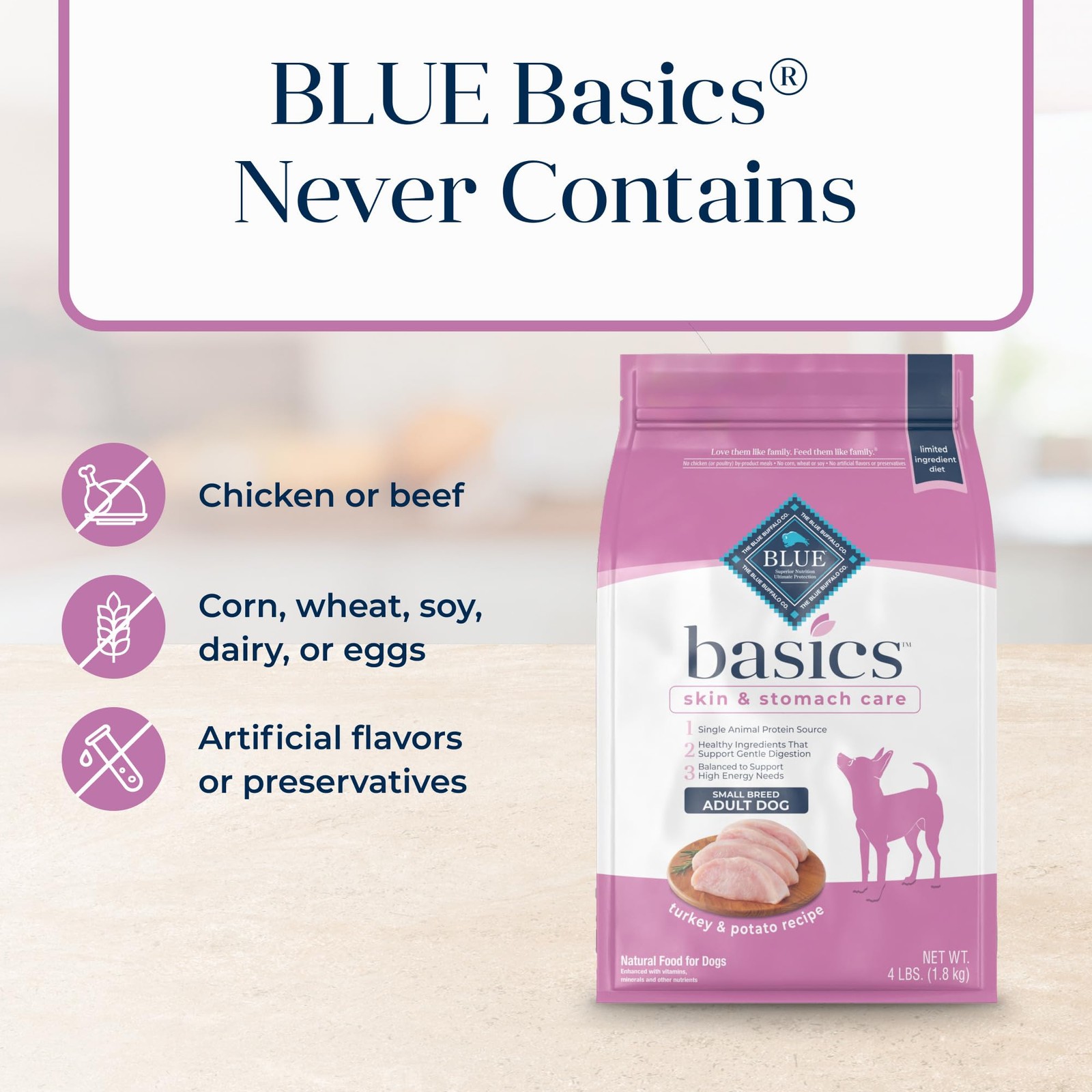 Blue Buffalo Basics Adult Small Breed Dry Dog Food for 4 Pound (Pack of 1)
