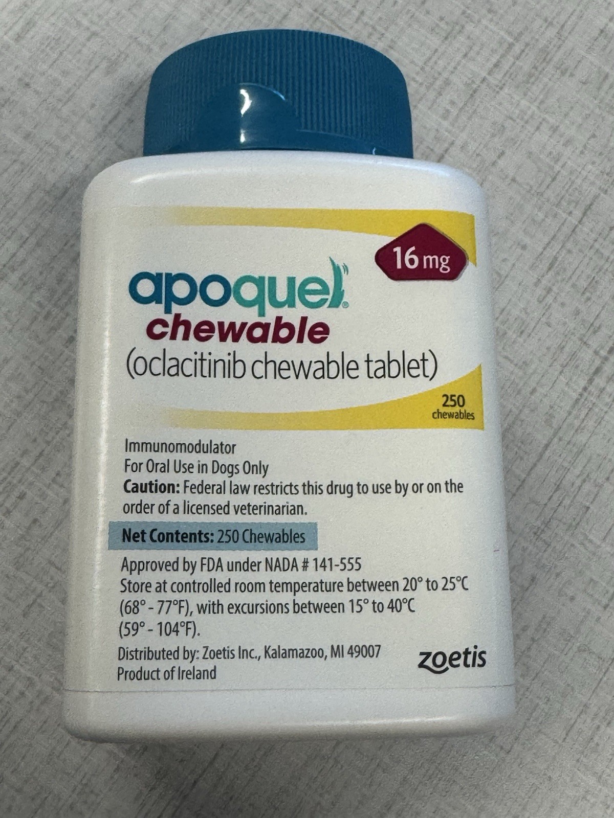 Oclacitinib chewable Tablet for Dogs, 16 mg 250 Tablets control itching Exp 1/29