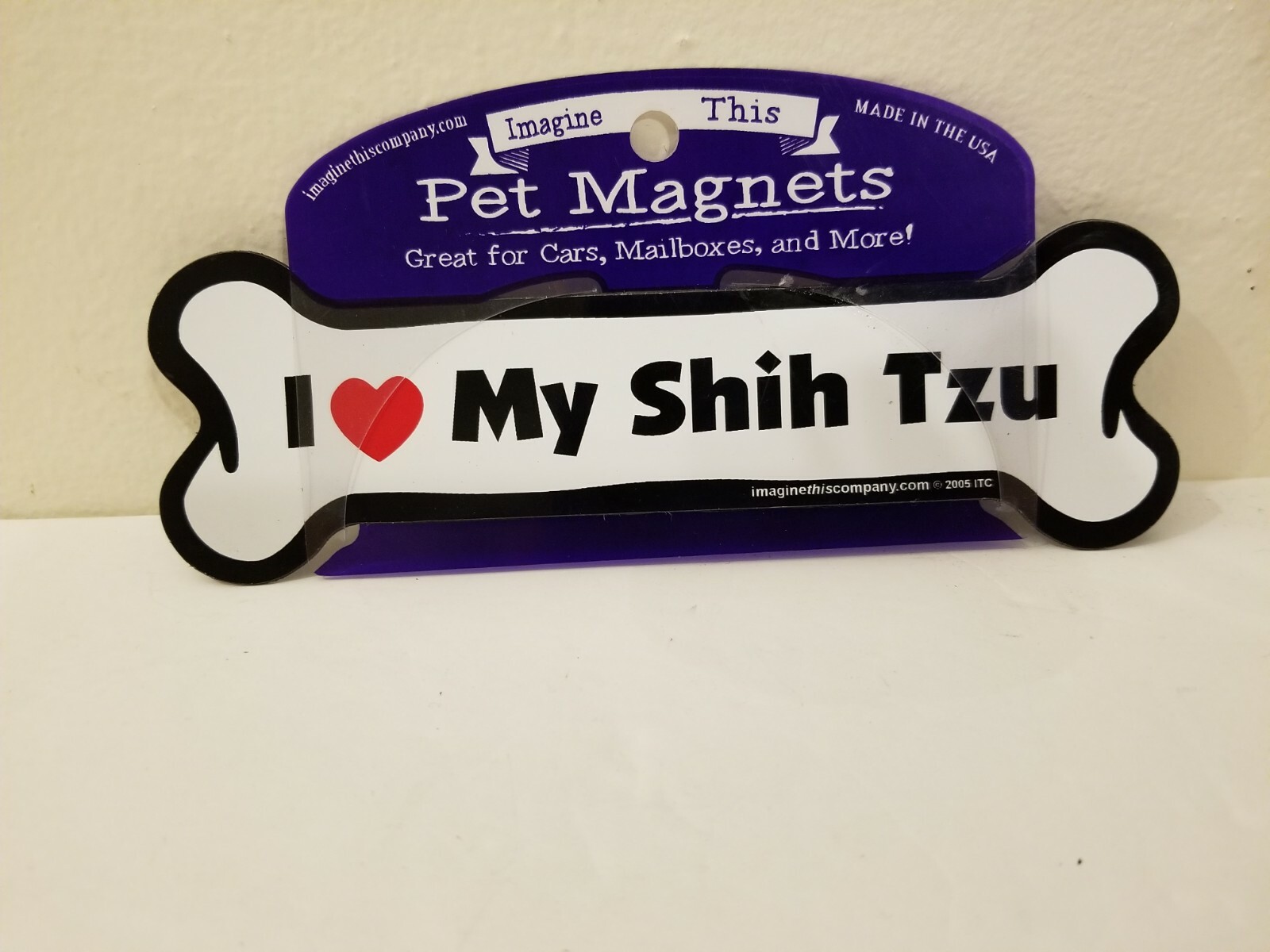 Imagine This Bone Car Magnet, I Love My Shih Tzu, 2-Inch by 7-Inch