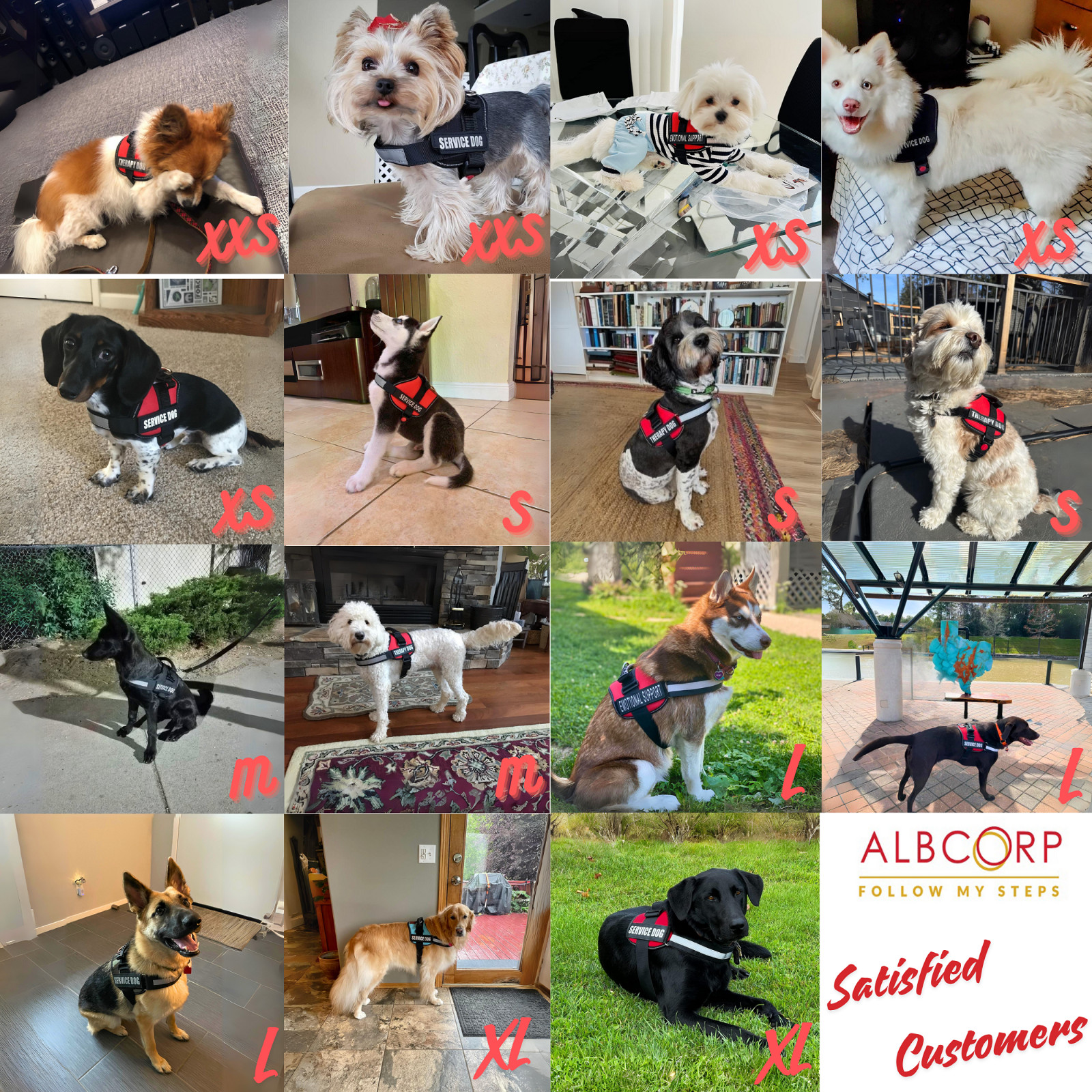 ALBCORP Reflective Service Dog Vest Harness, Woven Nylon with Adjustable Straps