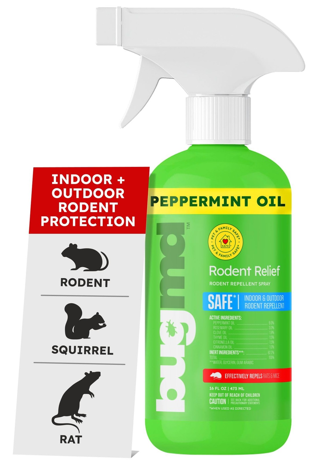 BugMD Peppermint Oil Spray for Rodents – 16oz 16 Fl Oz (Pack of 1), White