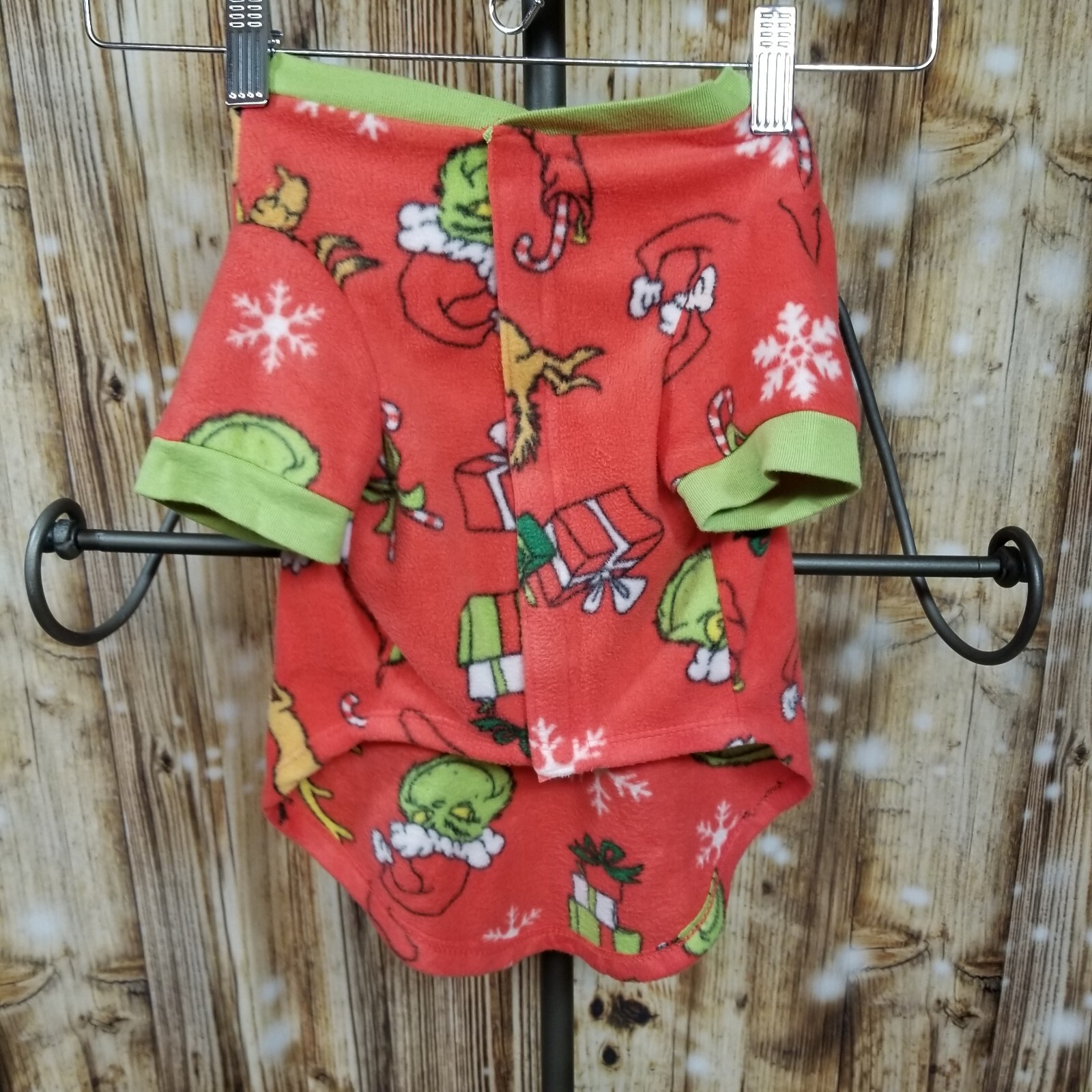 Dog Shirt Grinch Liteweight Fleece Red Dog Medium Holiday Short Sleeve Christmas