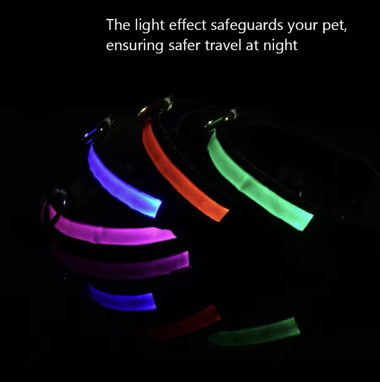LED Dog Collar USB Rechargeable Waterproof Light Up for Night Safety