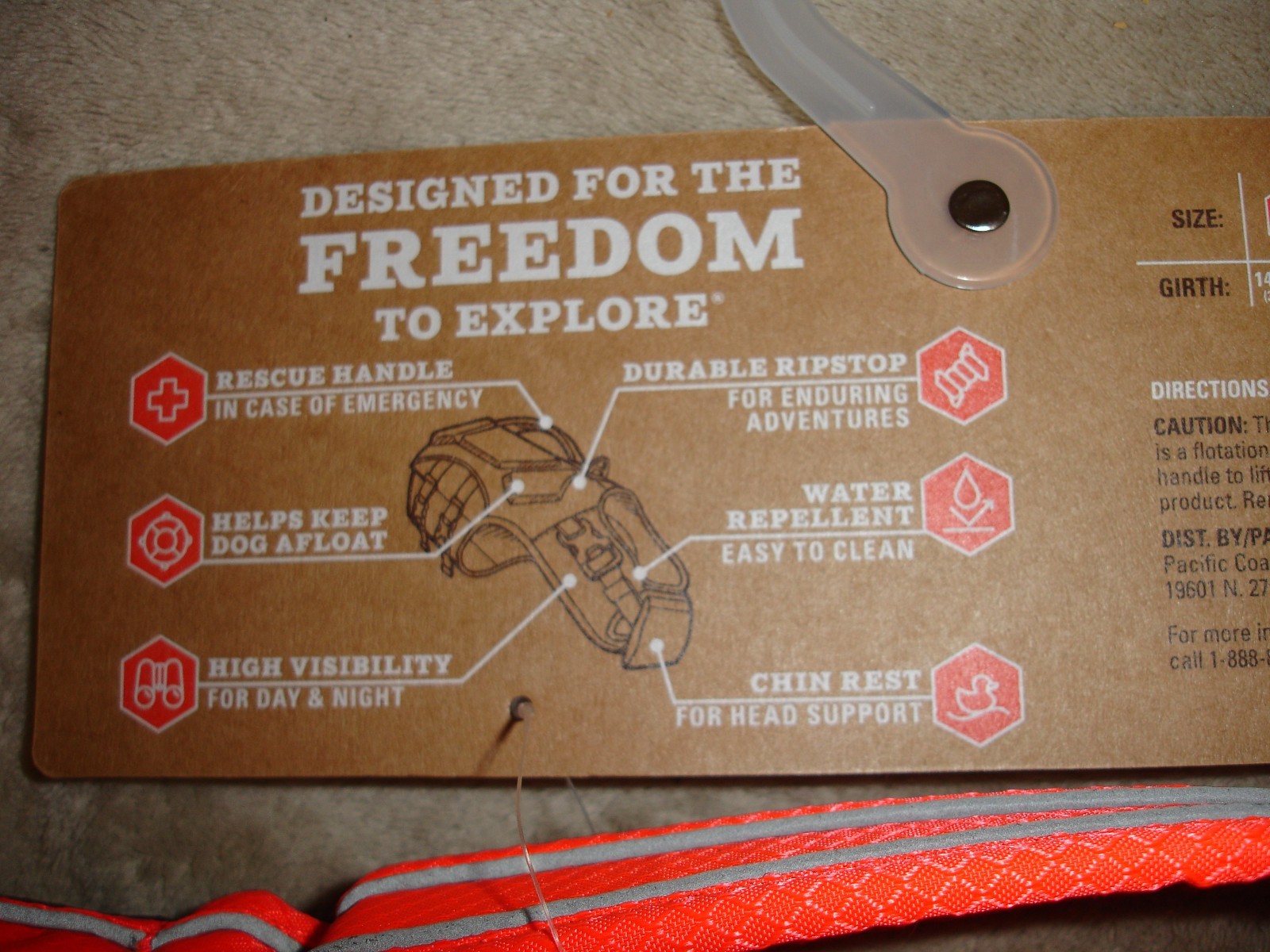 Arcadia Trail High Visibility Orange Dog Flotation Life Jacket Size MEDIUM NWT