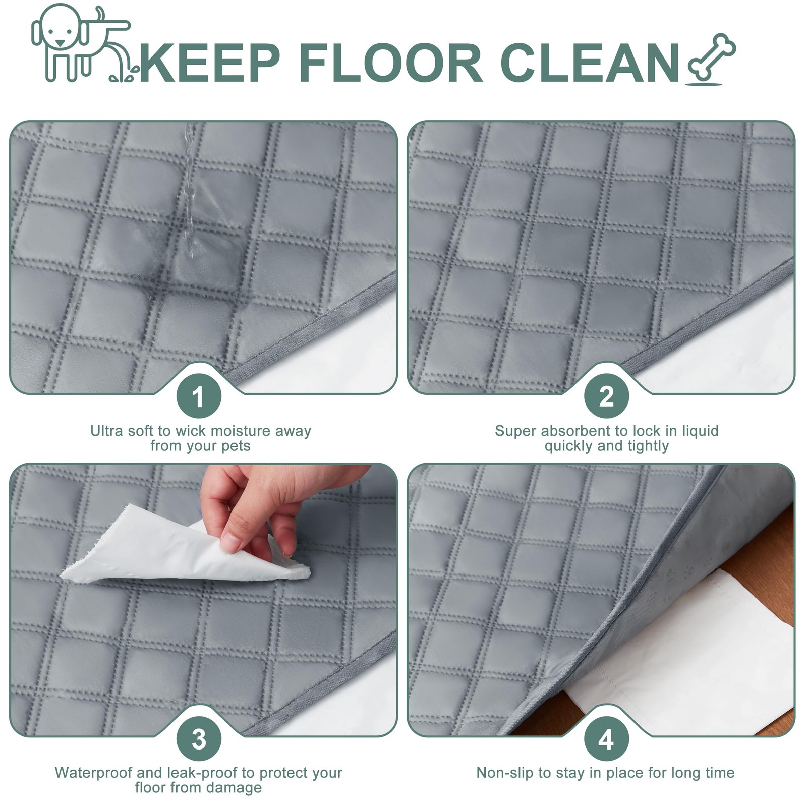 Reusable Washable Pee Pads for Dogs Large/Extra Large 36” x 41” 2 Pack, Abs…