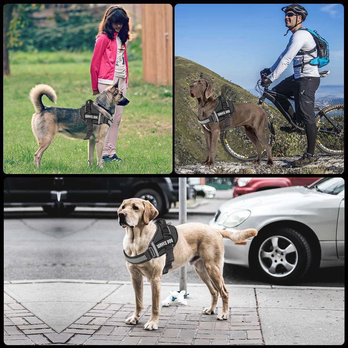 Service Dog Vest Harness Reflective Woven Nylon Adjustable Pet Harness Walking