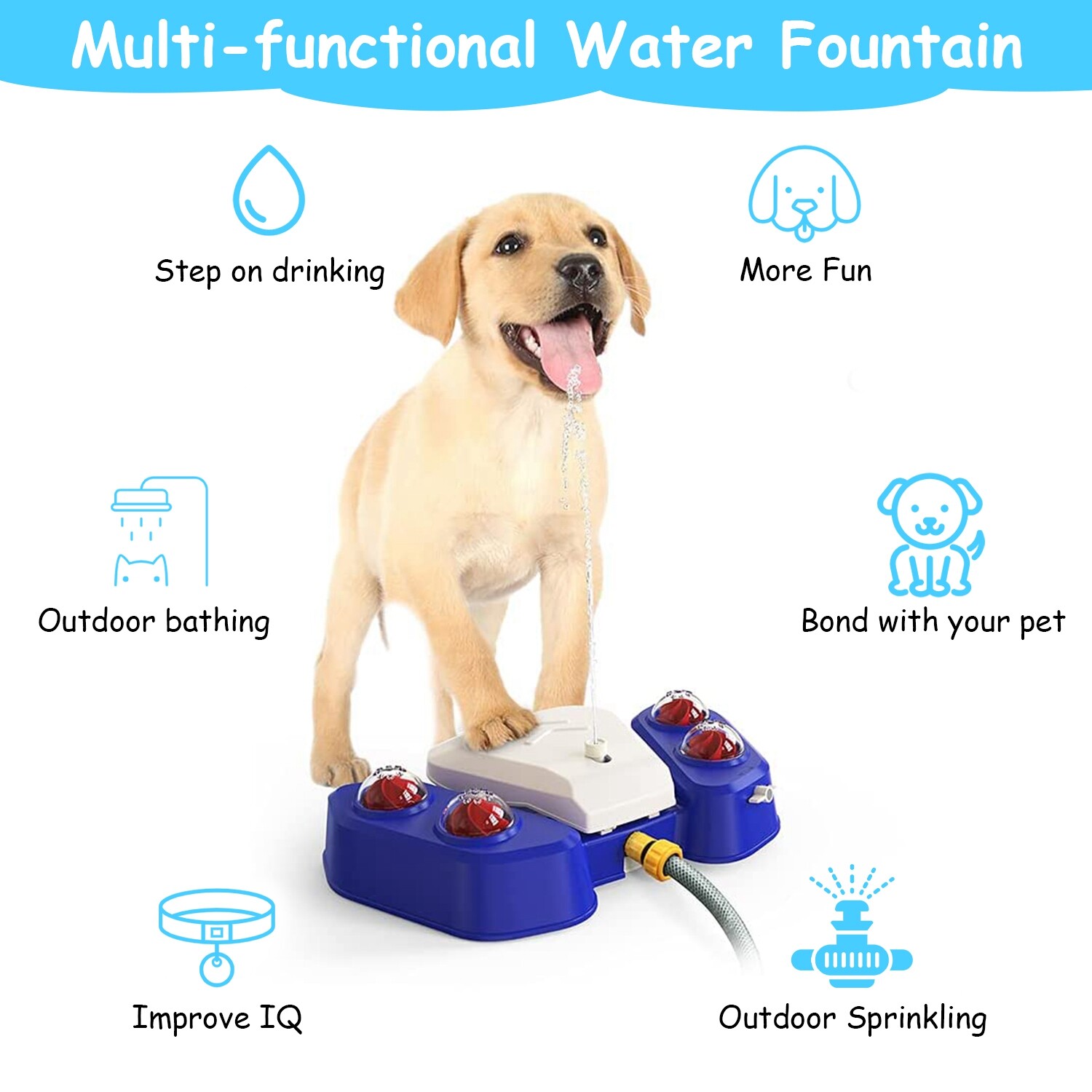 Outdoor Dog Fountain Step On Paw Activated Sprinkler Toy for Fresh Water Drink