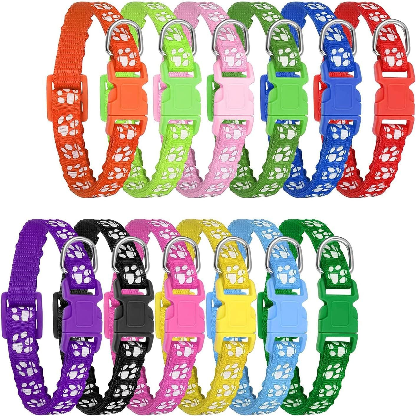 12 Pack Puppy Collars for Litter, Adjustable Puppy ID Collars Soft Nylon Whelpin