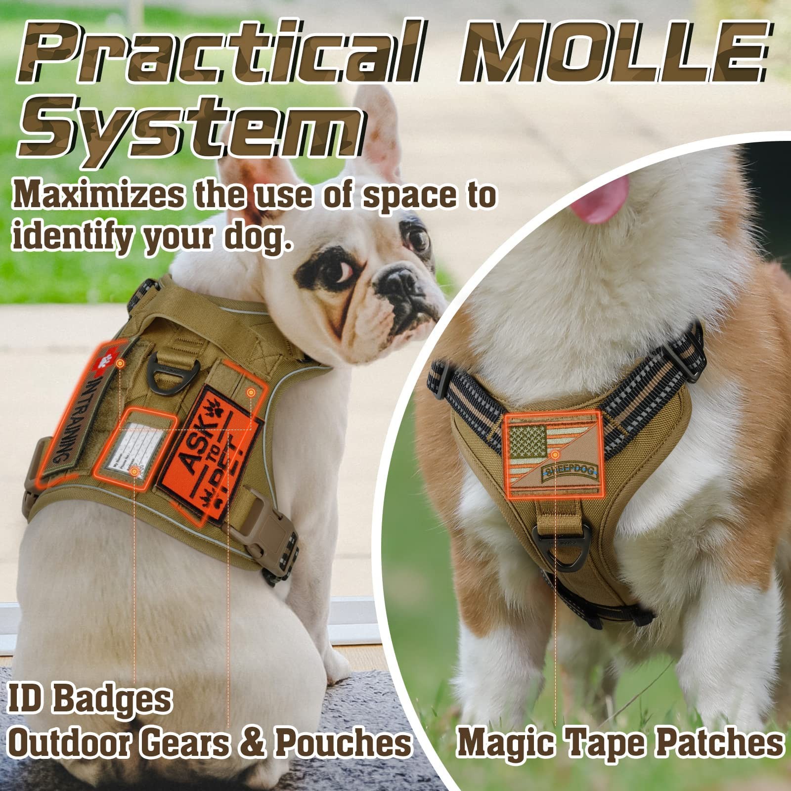 Tactical Dog Harness No Pull Military Adjustable Control Reflective S M L XL