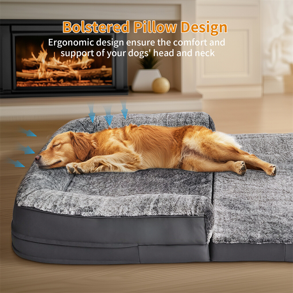 180cm XXXL Foldable Human Dog Bed Orthopedic Dog Sofa Bed with Blostered Pillow