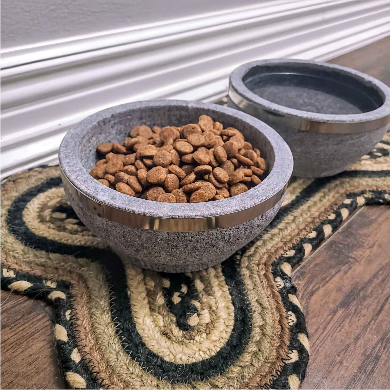 Natural Stone Dog Bowl Standard Dog Bowl Size S Modern Raw Beauty Heavy Bowl