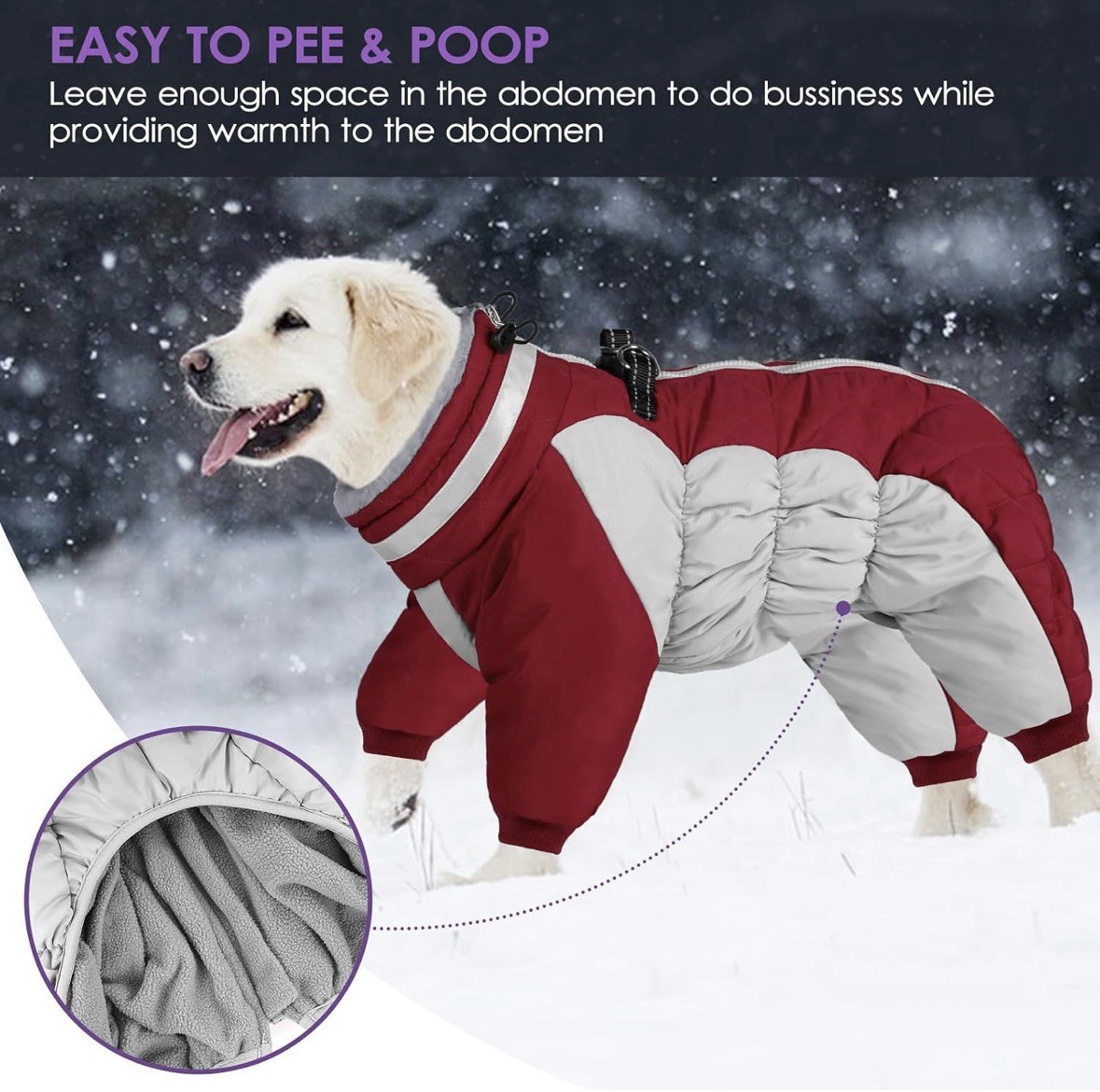 NWT SUNFURA Full Body Warm Fleece Interior Winter Dog Coat Jacket Small Dog Size