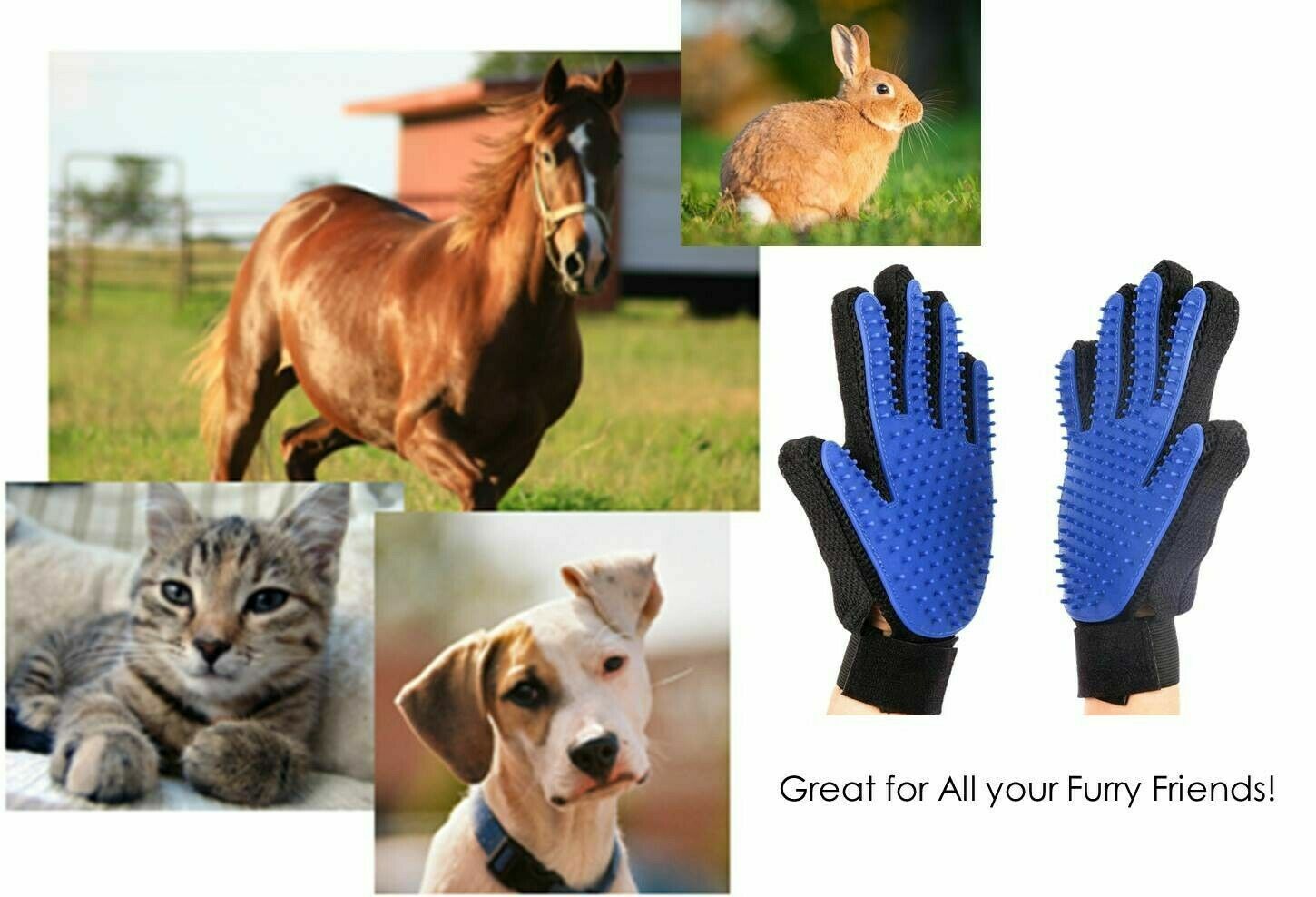 Dog Cat Grooming Gloves Pet Hair Remover Brush 1 Pair Massage Fur Mitt