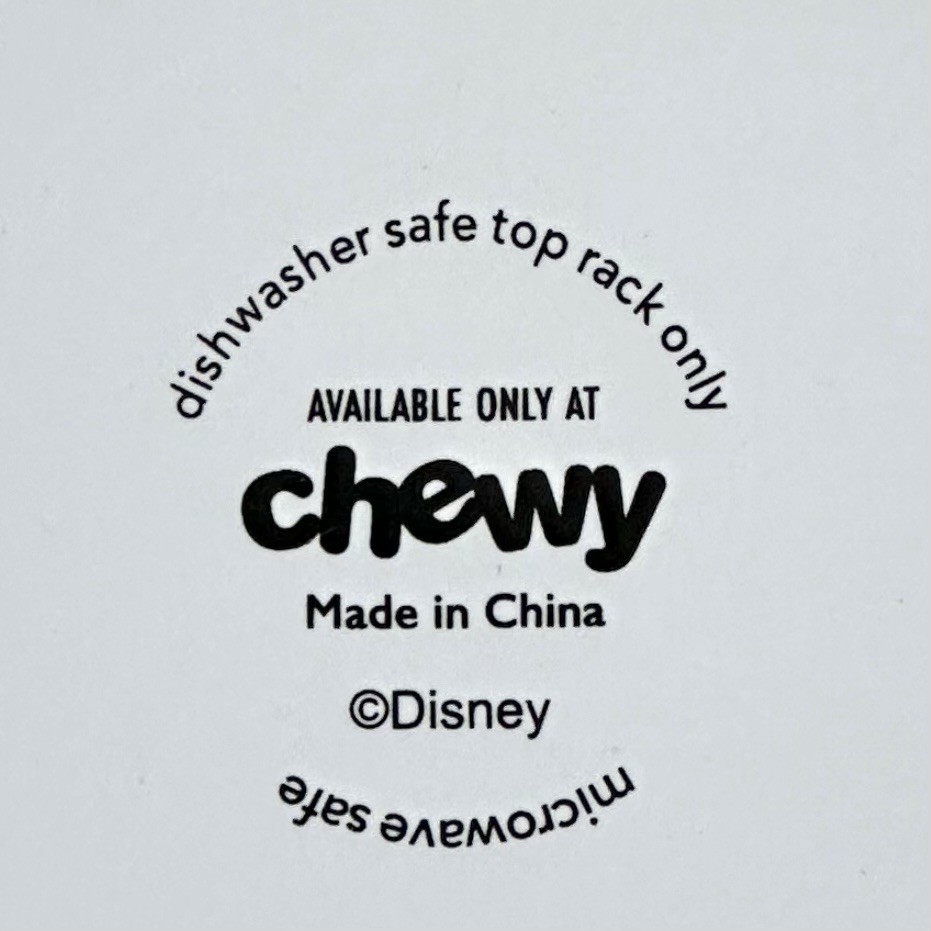 New Disney Chewy Mickey Mouse Red White Ceramic Dog Bowl Non Slip 4.75 X 2 Inch