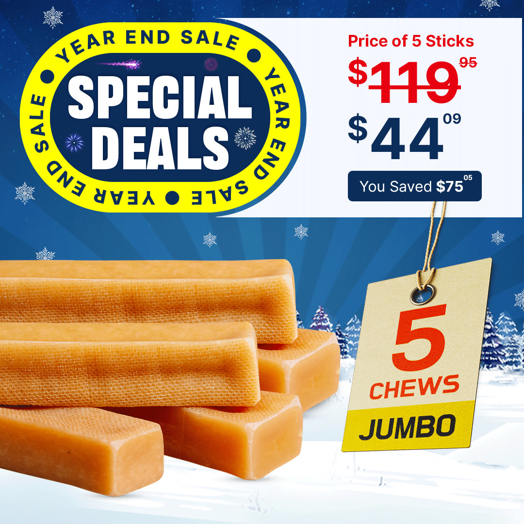 Original Yak Cheese Dog Chews for Jumbo dogs – 2lbs, 100% Natural & Long Lasting