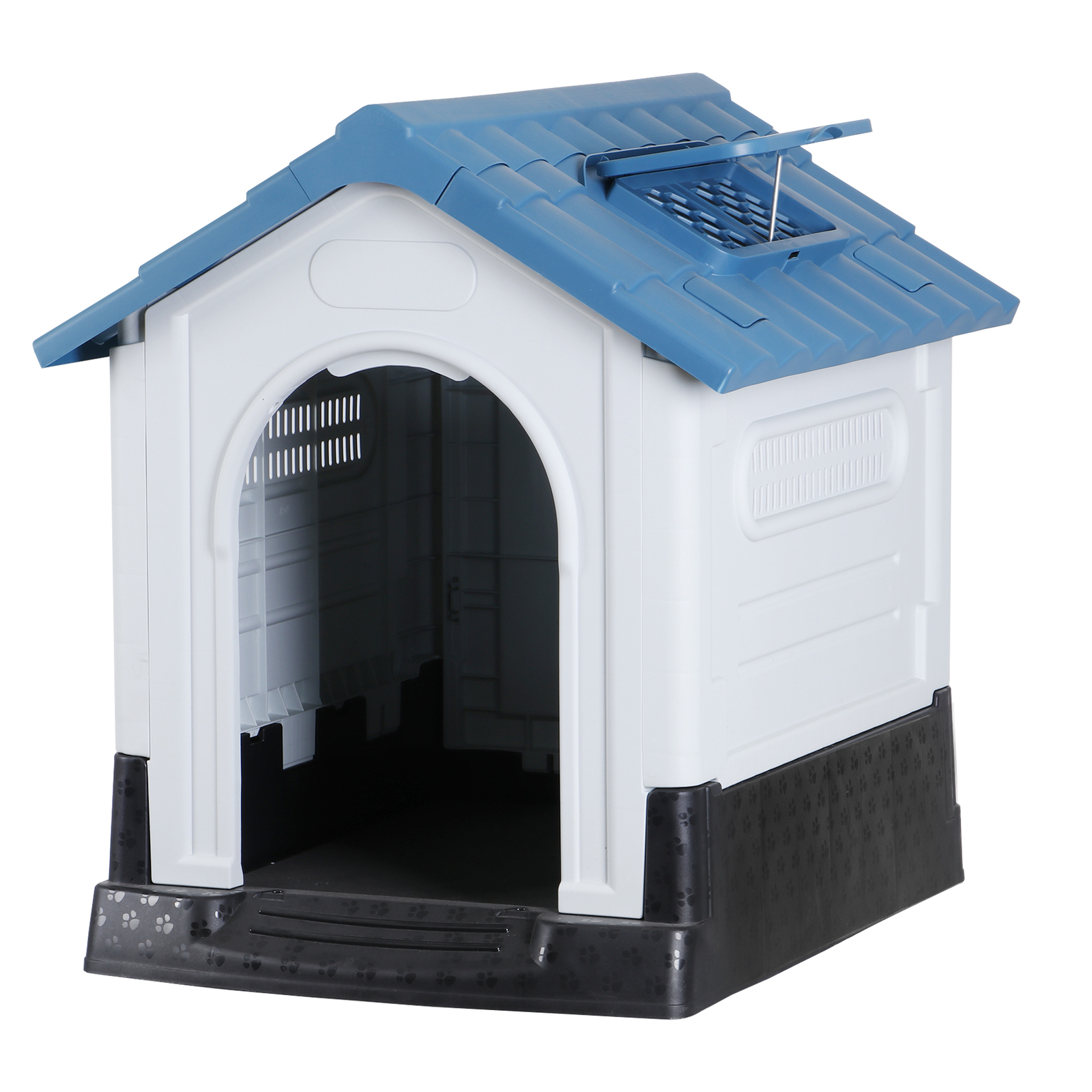 Dog House Indoor Outdoor Ventilate Waterproof Pet Plastic W/ Adjustable Skylight