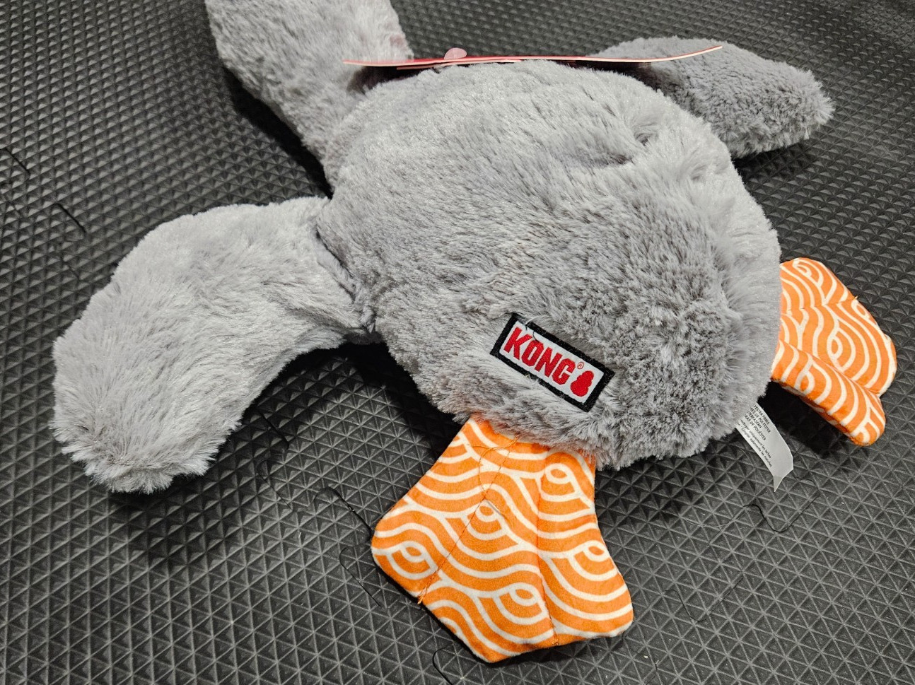 KONG Comfort Duck Goose Jumbo Gray Plush Squeaky Crinkly Toss Shake Dog Toy 18″