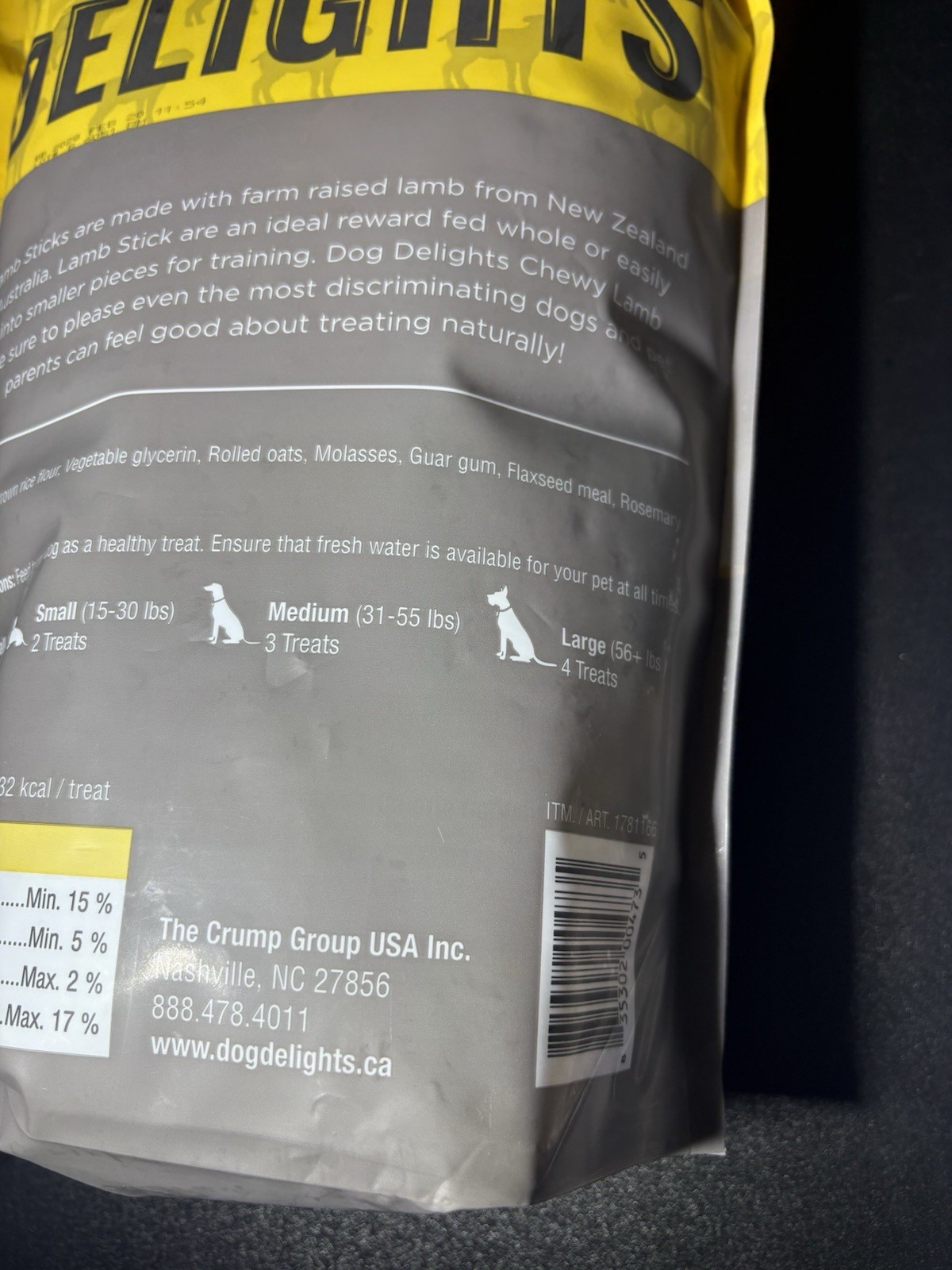 DOG DELIGHTS Chewy Lamb Stick Dog Treats 44oz Bag – All Natural Training Treat