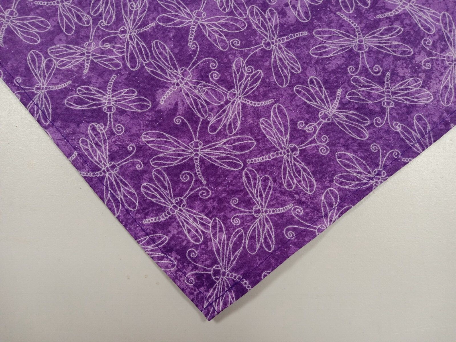 Dog Bandana/Scarf, Tie On, Purple, Dragonflies, S, M, L