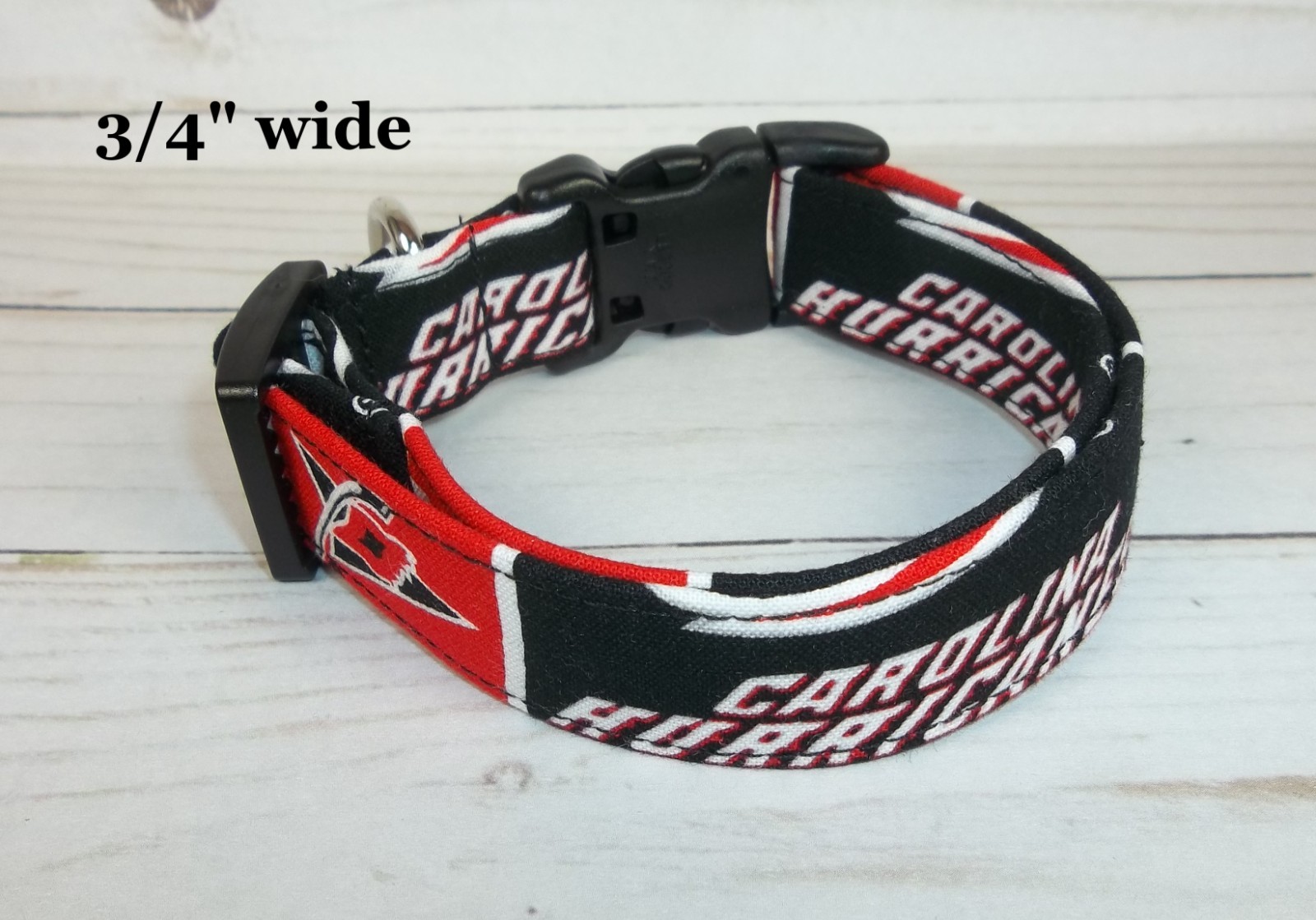 CAROLINA HURRICANES #2 Terri’s Dog Collar handmade adjustable with NHL fabric