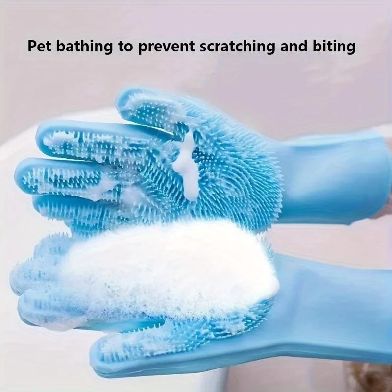 Pet Grooming Cleaning Gloves Dog Cat Bathing Shampoo Glove Scrubber Magic Dishwa