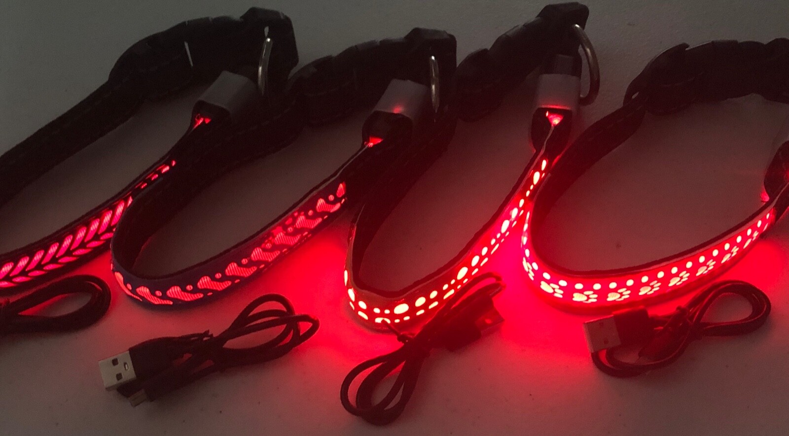 PREMIUM RECHARGEABLE LED GLOW COLLAR dog pet safety light-up flashing glow S M L