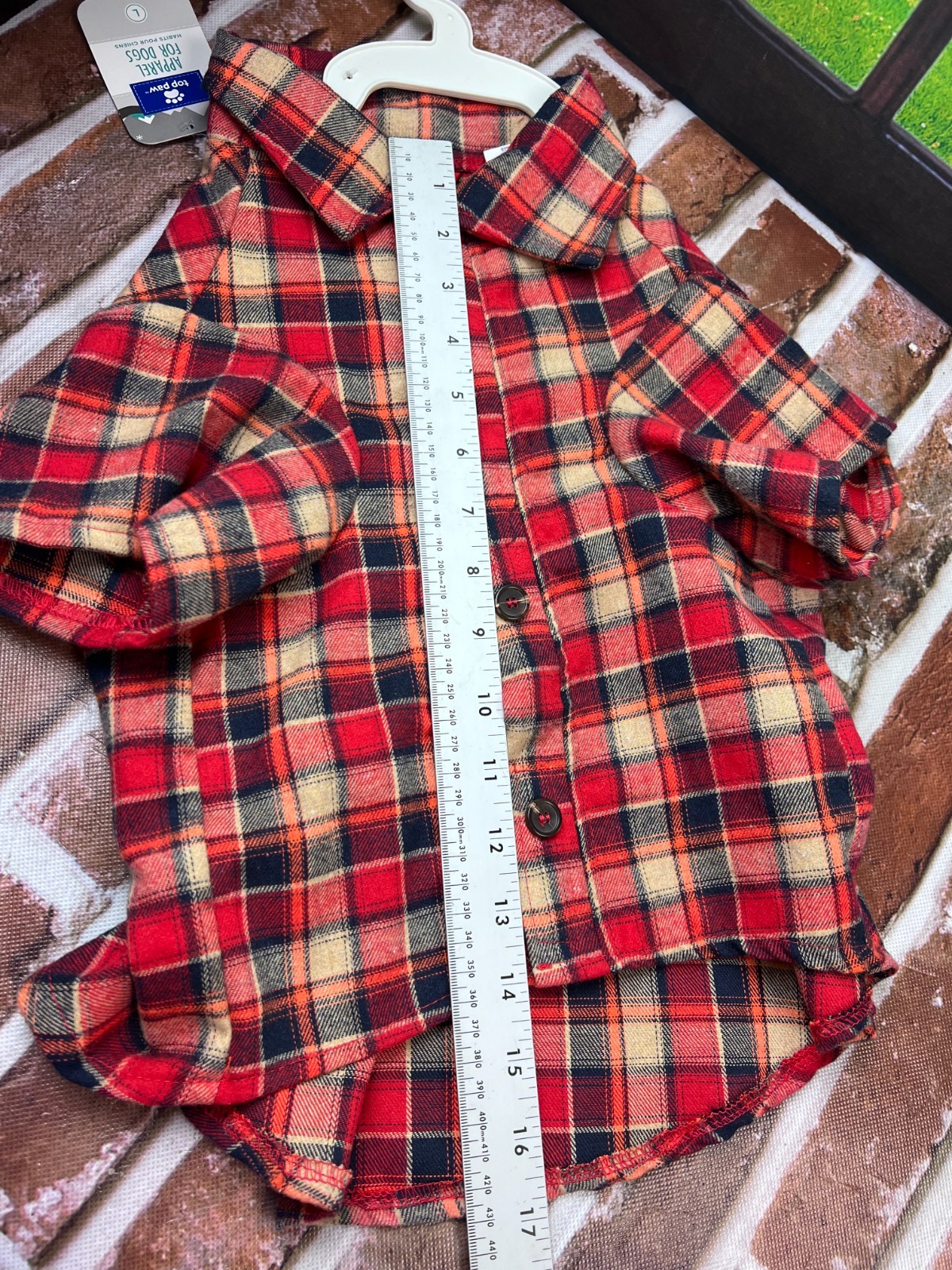 top paw Plaid Woven Shirt size large dog flannel shirt