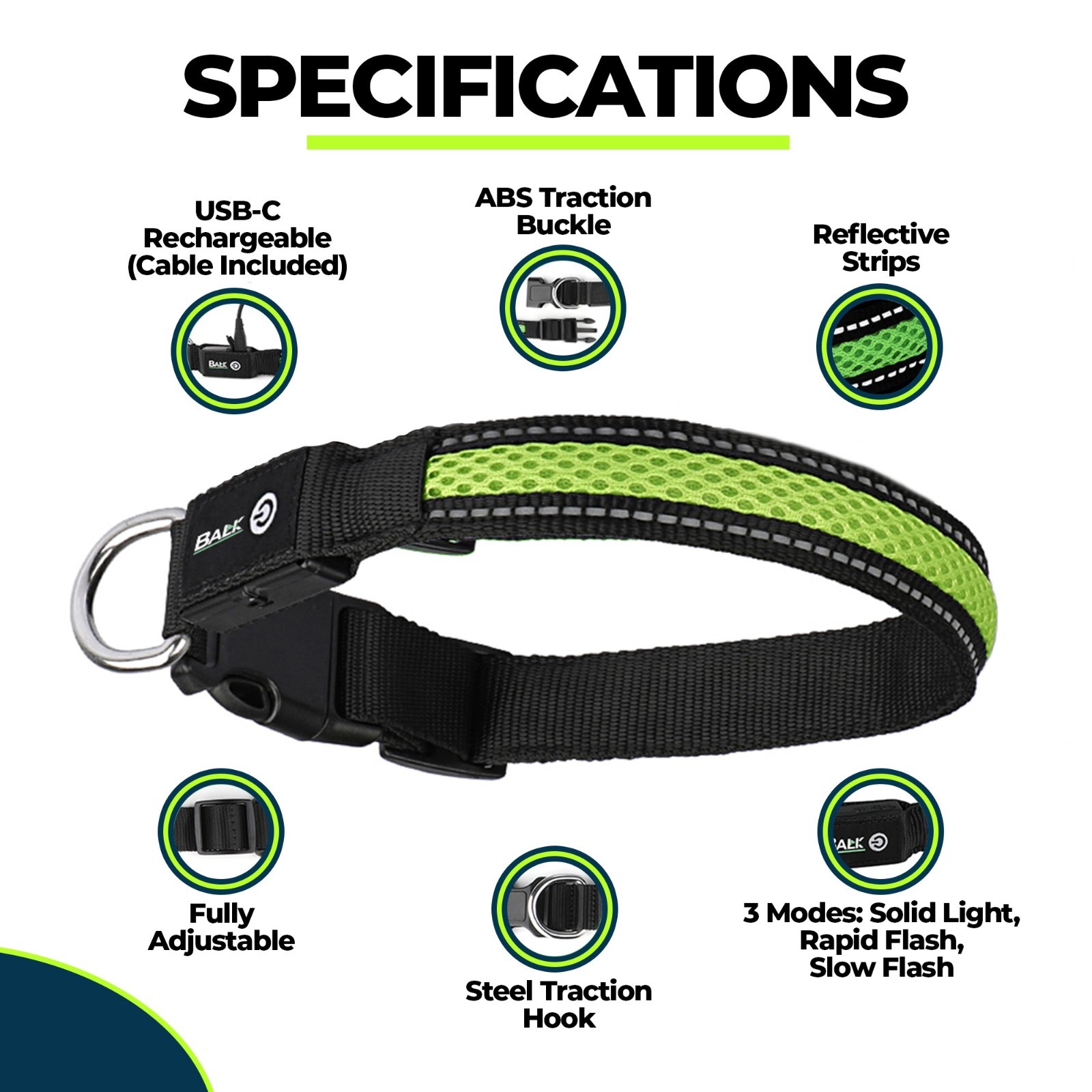 Balk Pets Led Dog Collar High Visibility Glow in The Dark Anti Car Accident Nigh