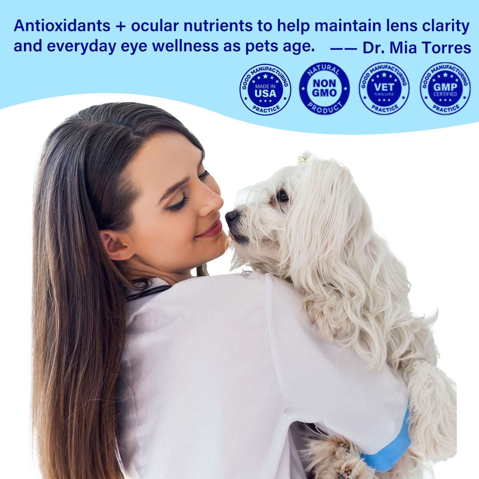 Eye Supplements for Dogs – Vision Support Soft Chews with 90 Ct, White