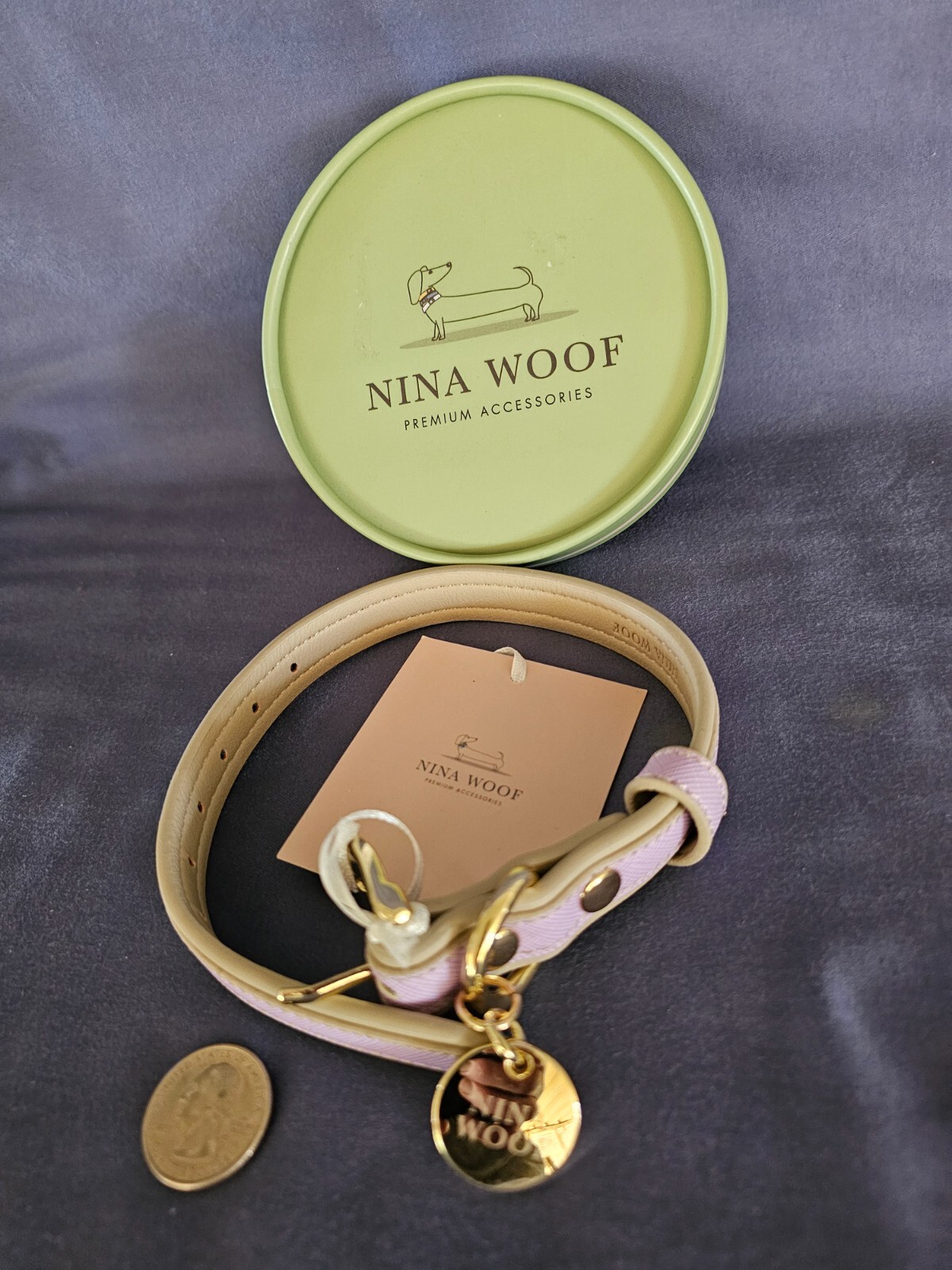 NINA WOOF London Vegan Leather Dog Collar Lavender XS Extra Small