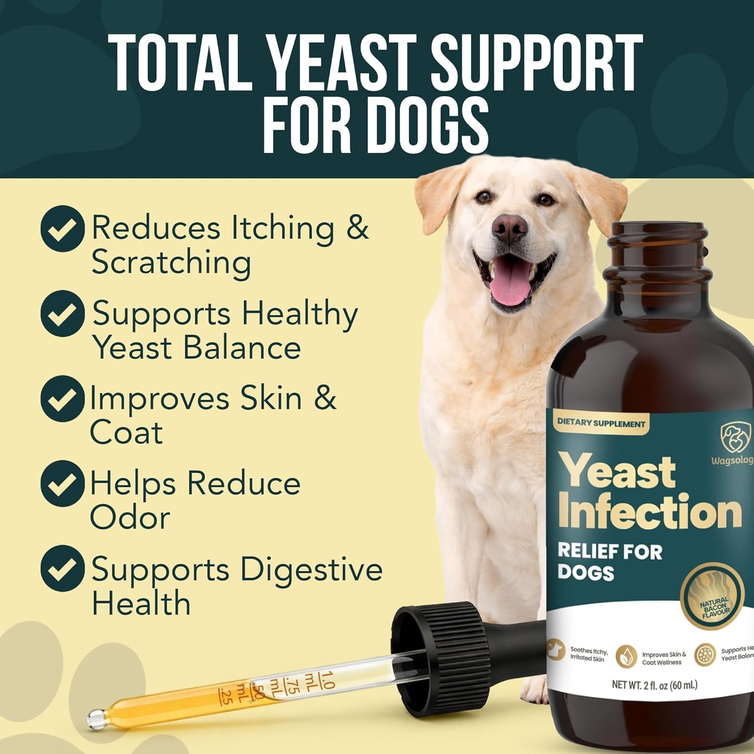 Yeast Infection Treatment for Dogs Drops 7 in 1 Formula Soothes Itchy & Irrit…