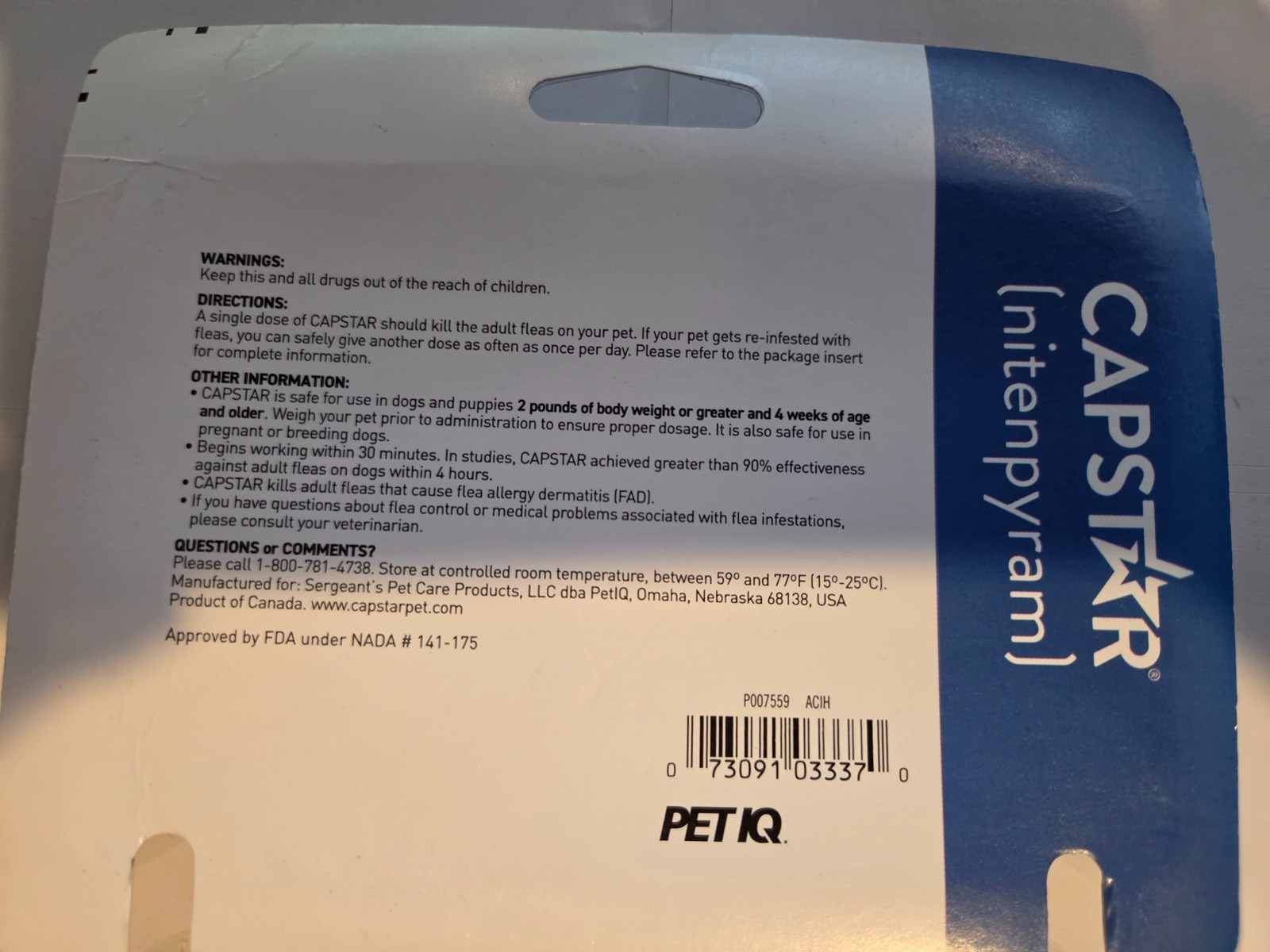 CAPSTAR Fast-Acting Oral Treatment for Small Dogs 2-25 lbs. 6 Tabs Each box