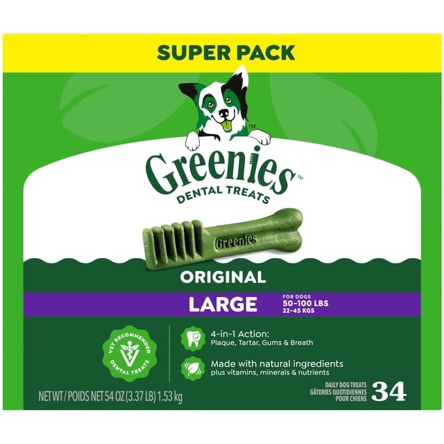 GREENIES Original Large Dog Natural Dental Treats – 54 Oz 34 Count