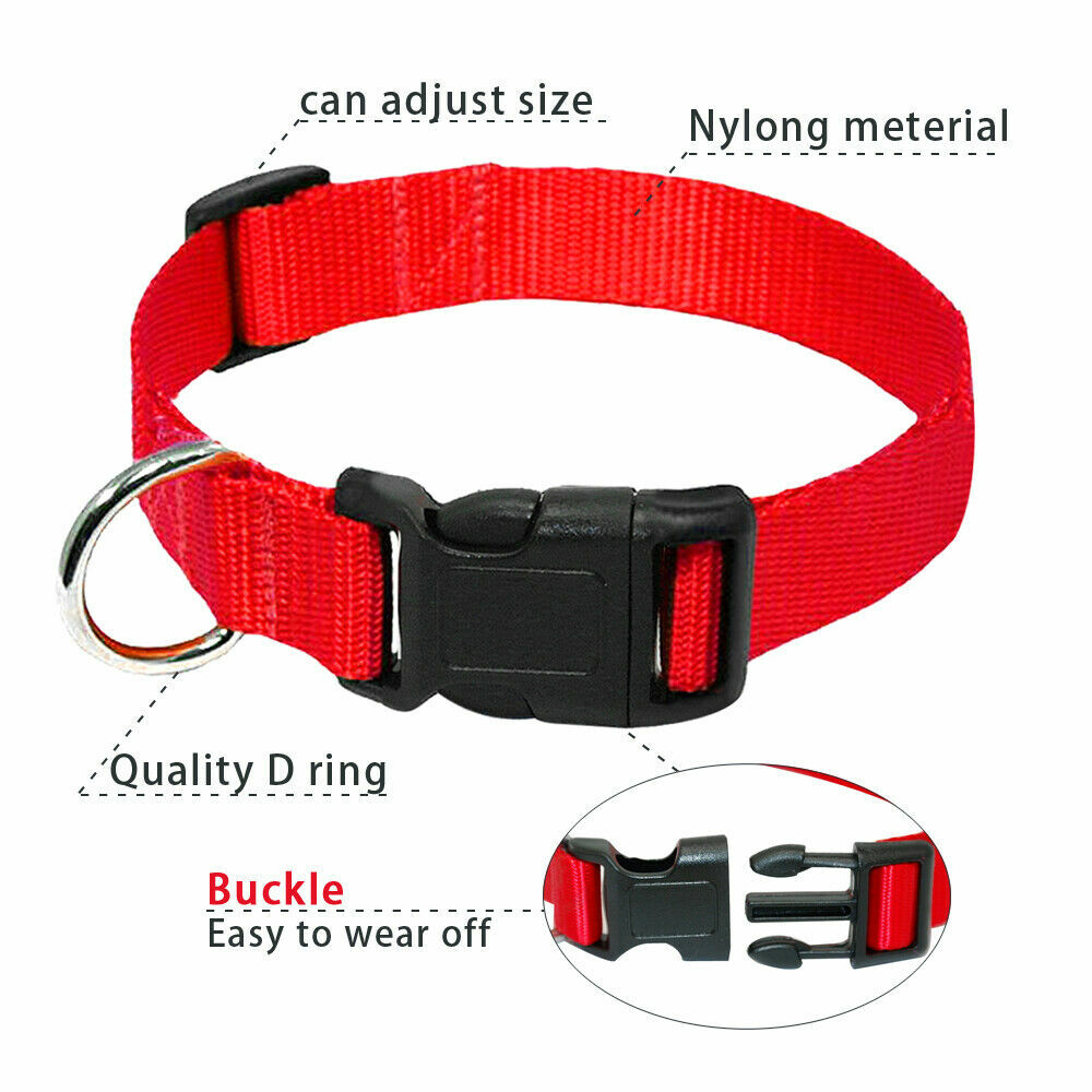 Nylon Dog Collar Heavy Duty Clip Buckle Martingale Pet Collar Adjustable L XL