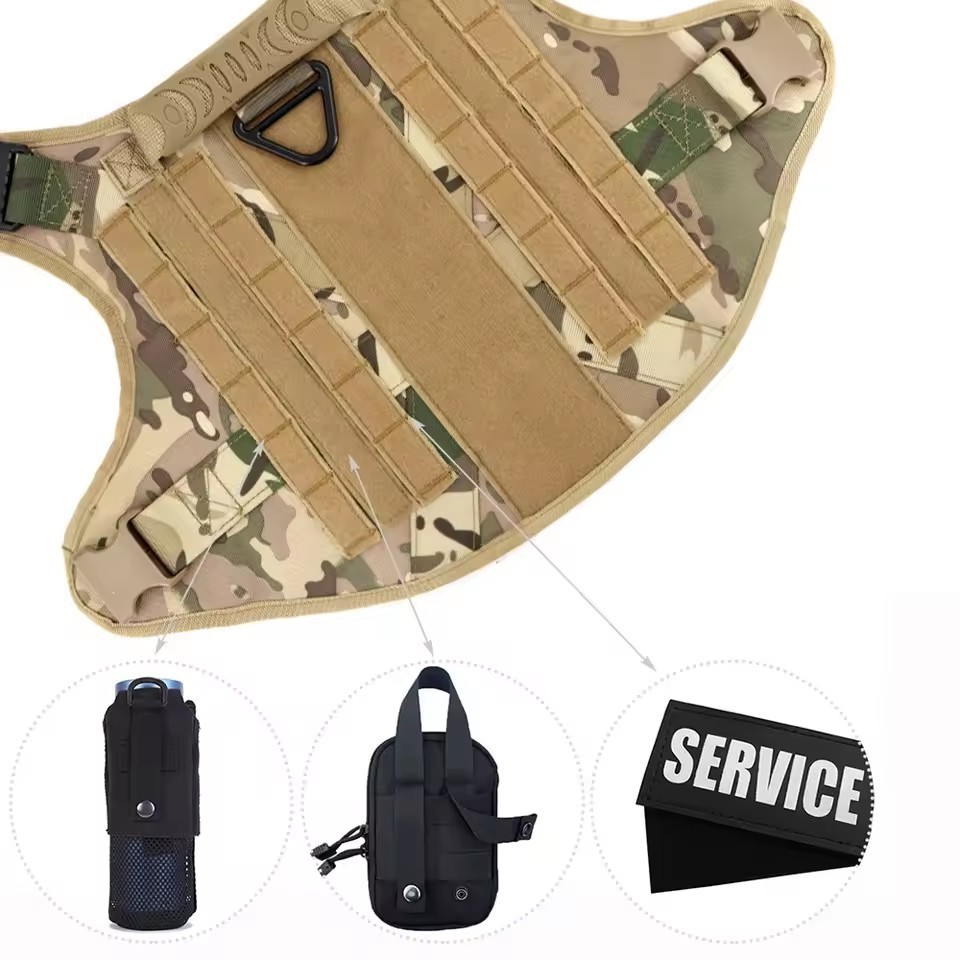 Tactical Dog Harness Medium Large Dog Vest with Dog Leash and Dog Collar